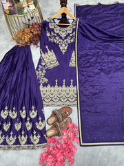 Designer Party Wear Look Top Plazzo & Dupatta Set