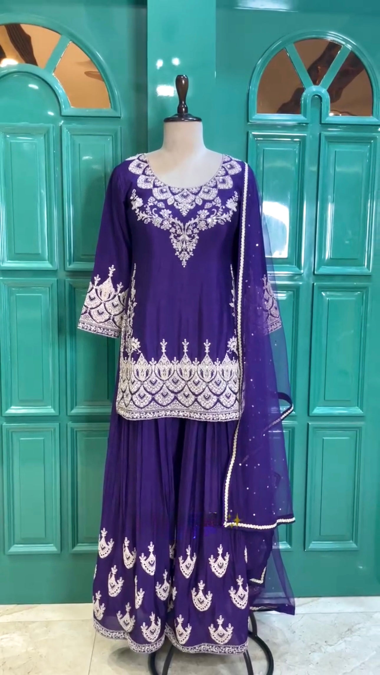 Designer Party Wear Look Top Plazzo & Dupatta Set