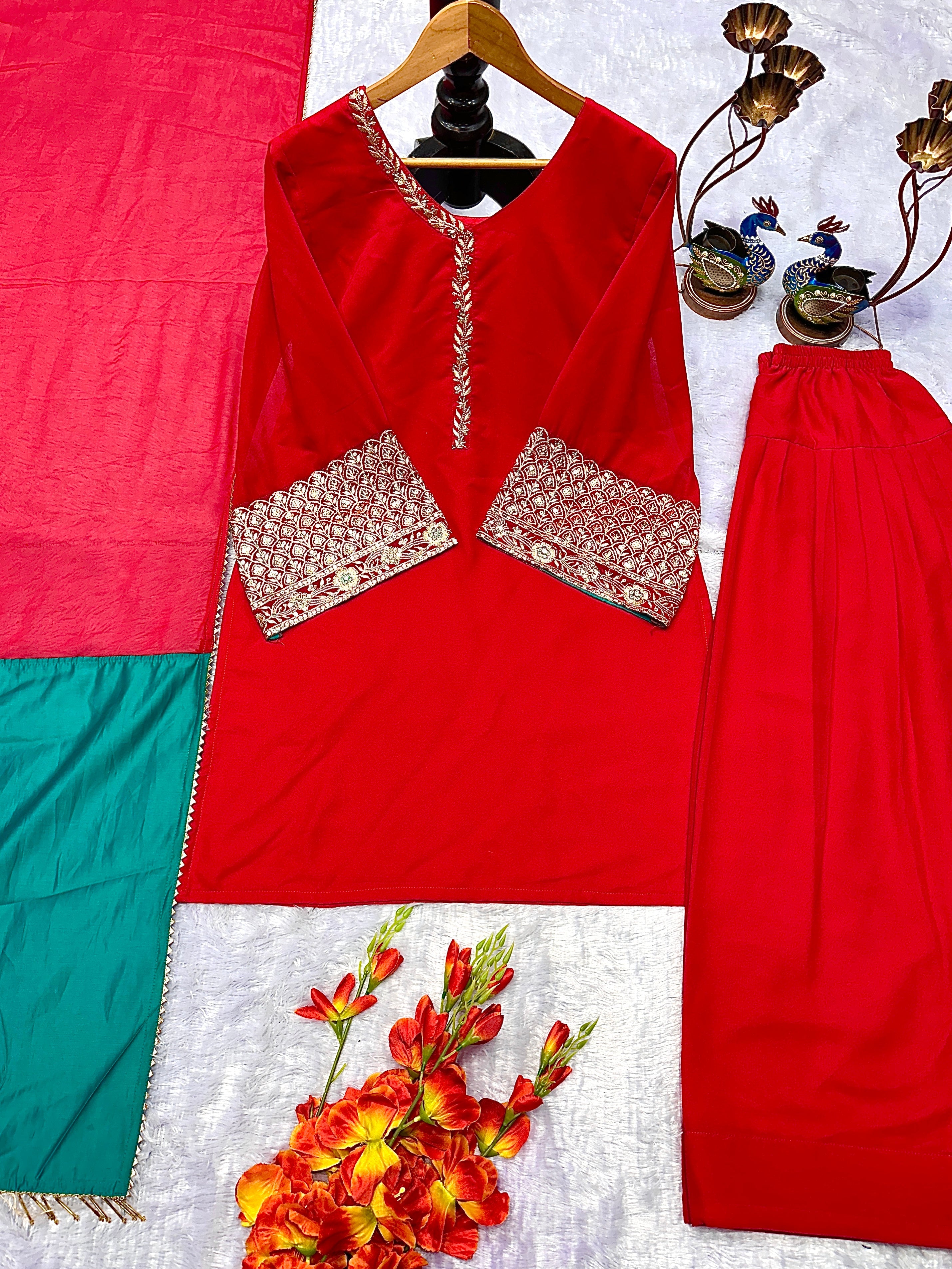 Party Wear Beautiful Top-Bottom And Designer Dupatta