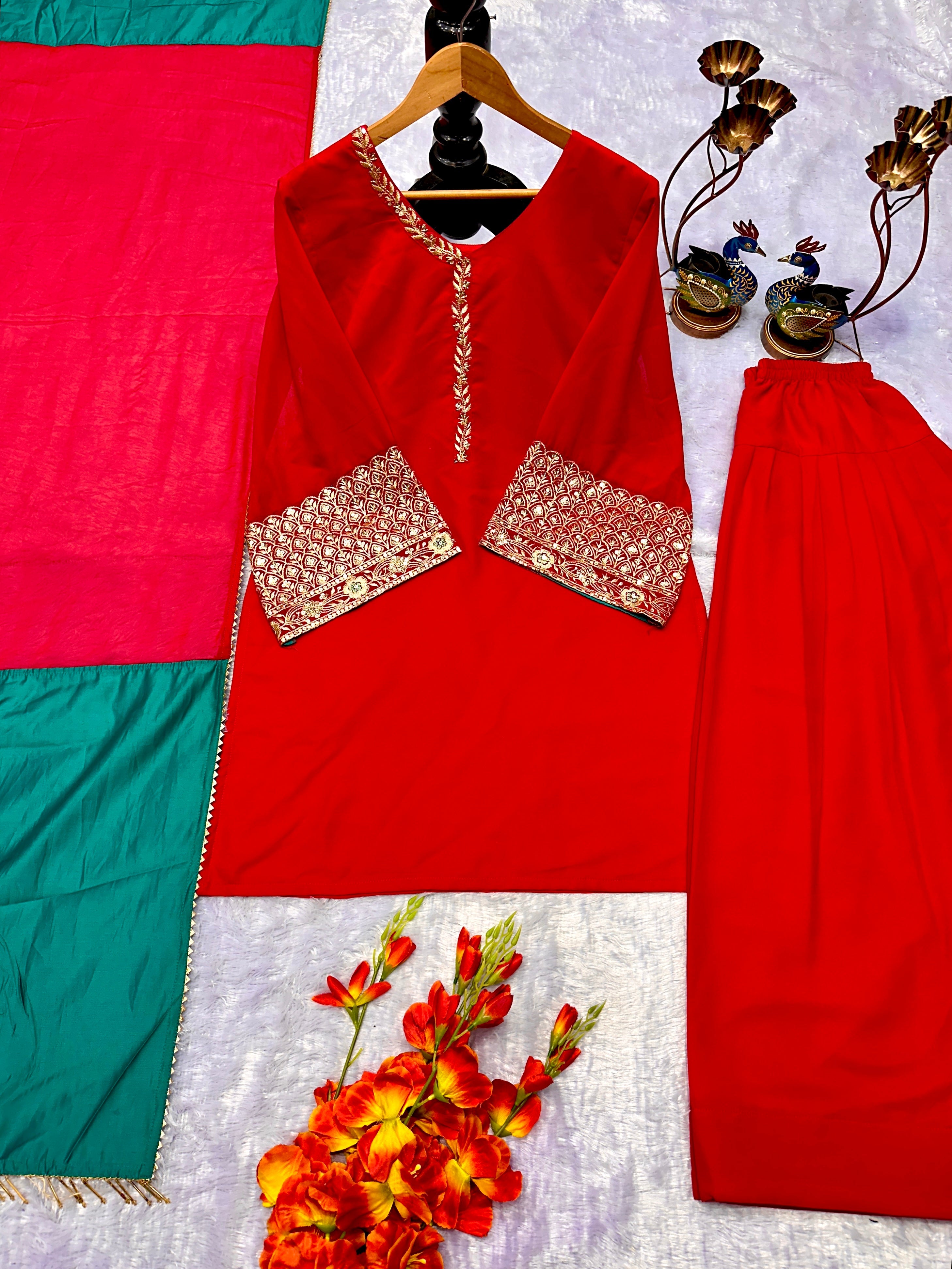 Party Wear Beautiful Top-Bottom And Designer Dupatta