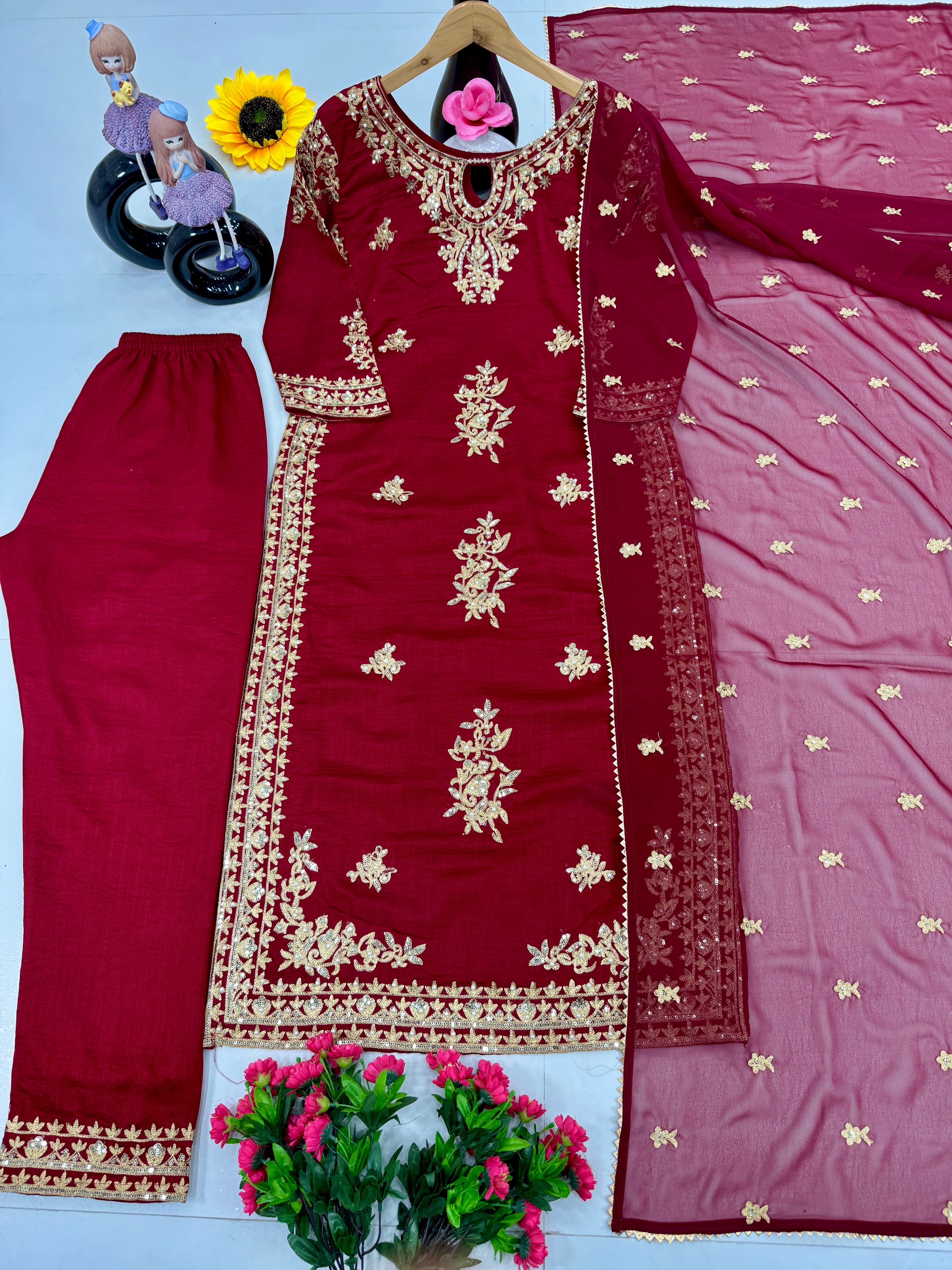 Beautiful Party Wear Top Plazzo And Dupatta