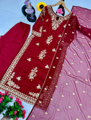 Beautiful Party Wear Top Plazzo And Dupatta