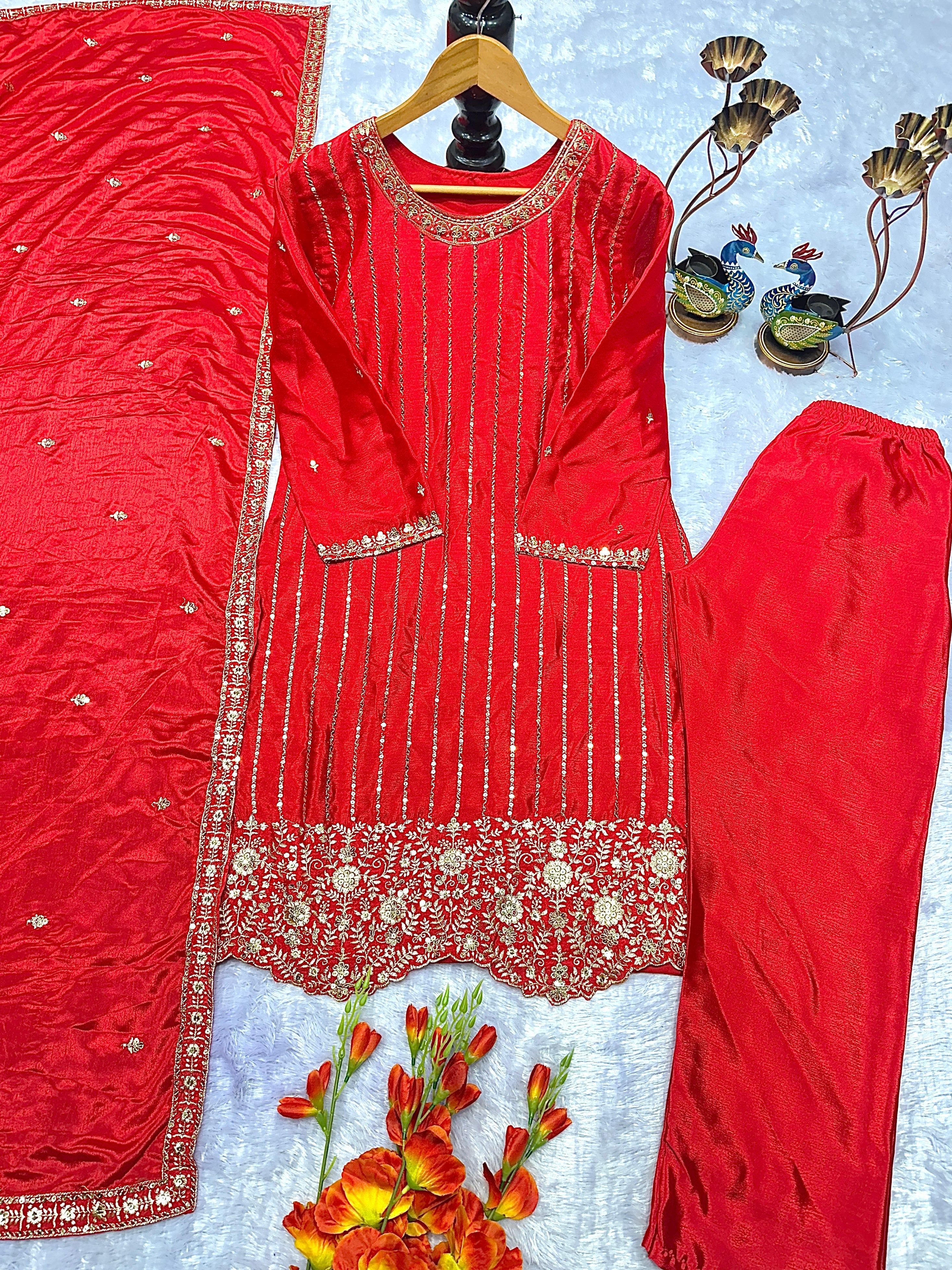 Party Wear Designer Top-Bottom And Dupatta