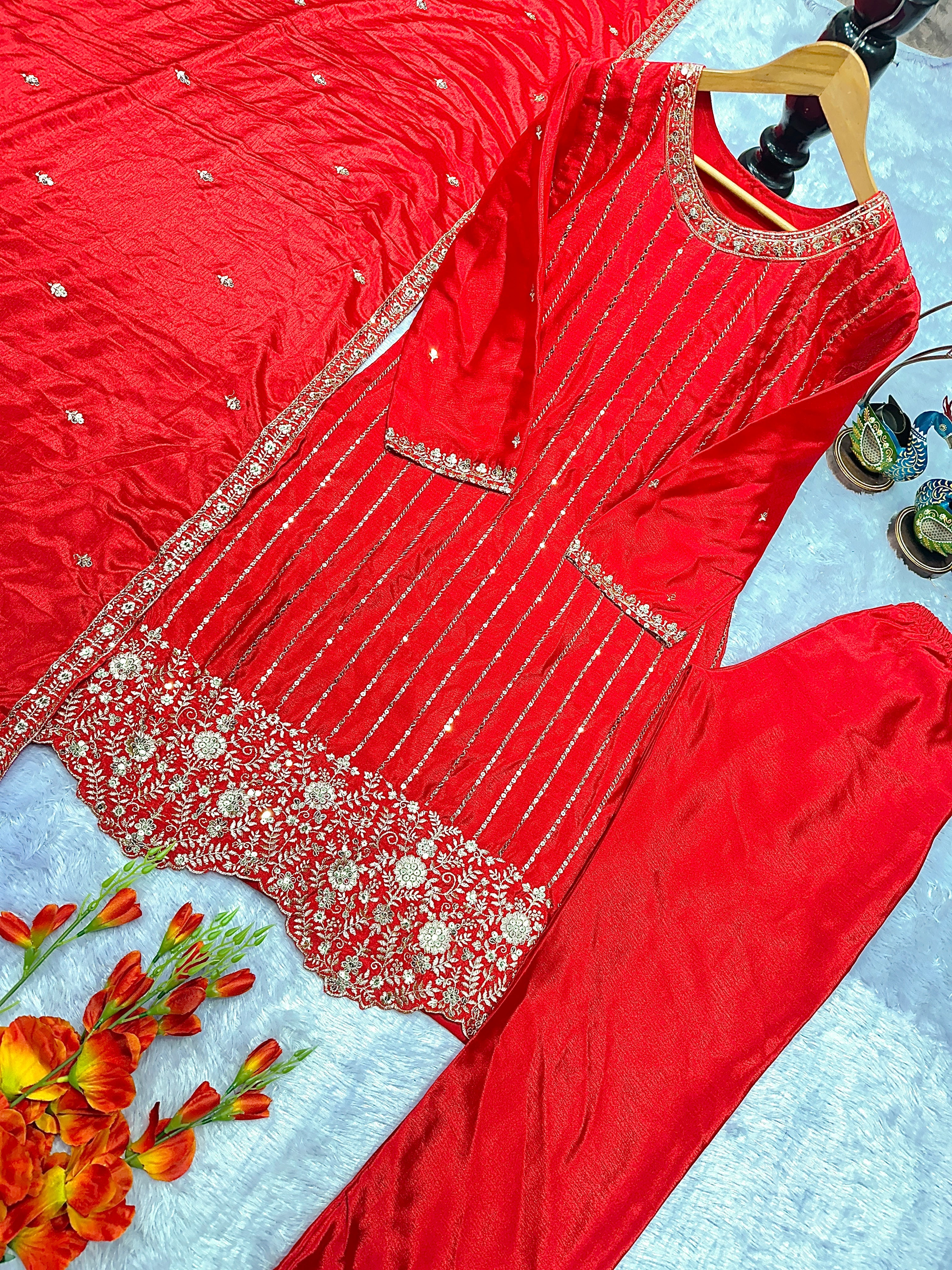 Party Wear Designer Top-Bottom And Dupatta