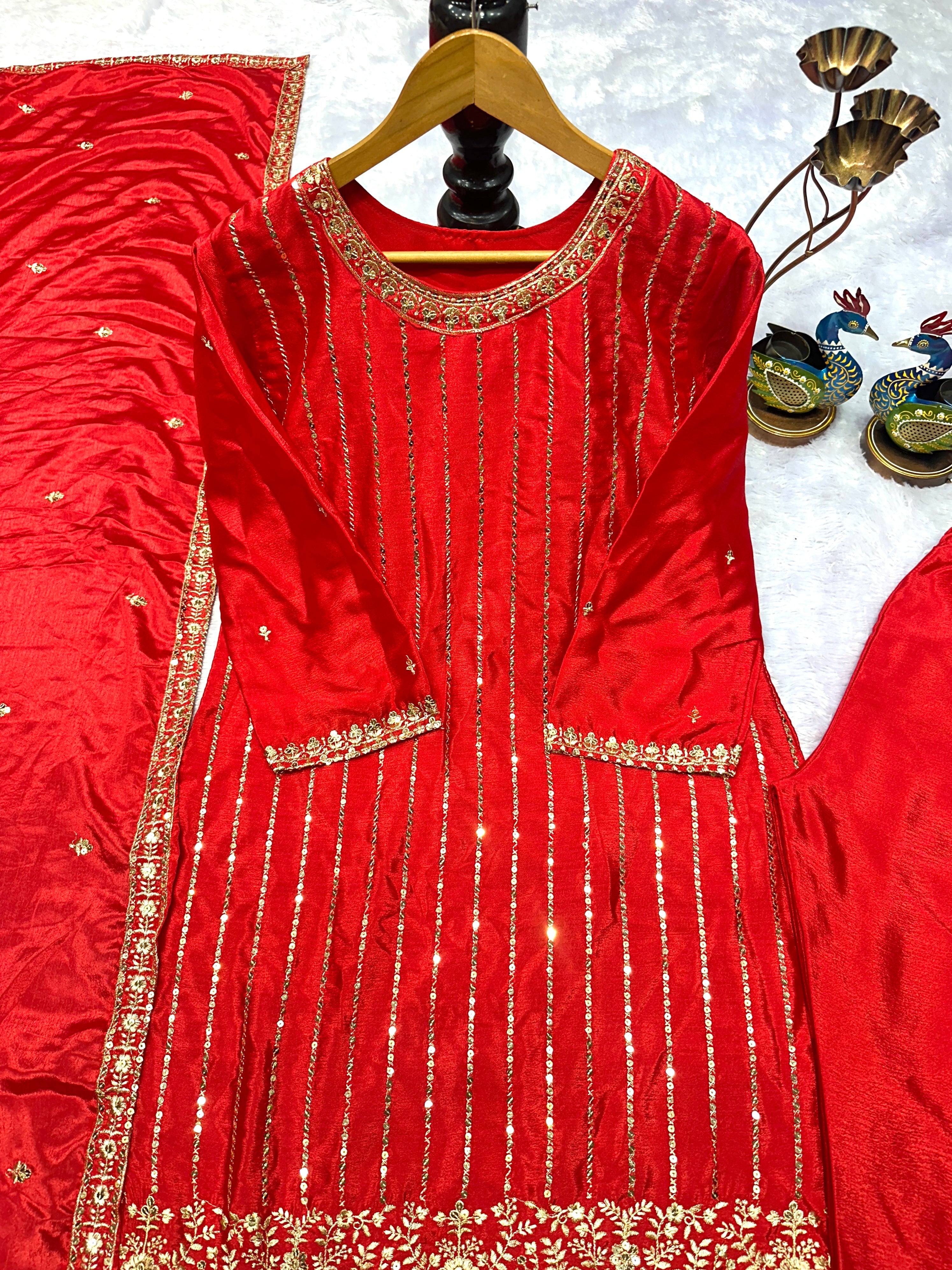 Party Wear Designer Top-Bottom And Dupatta