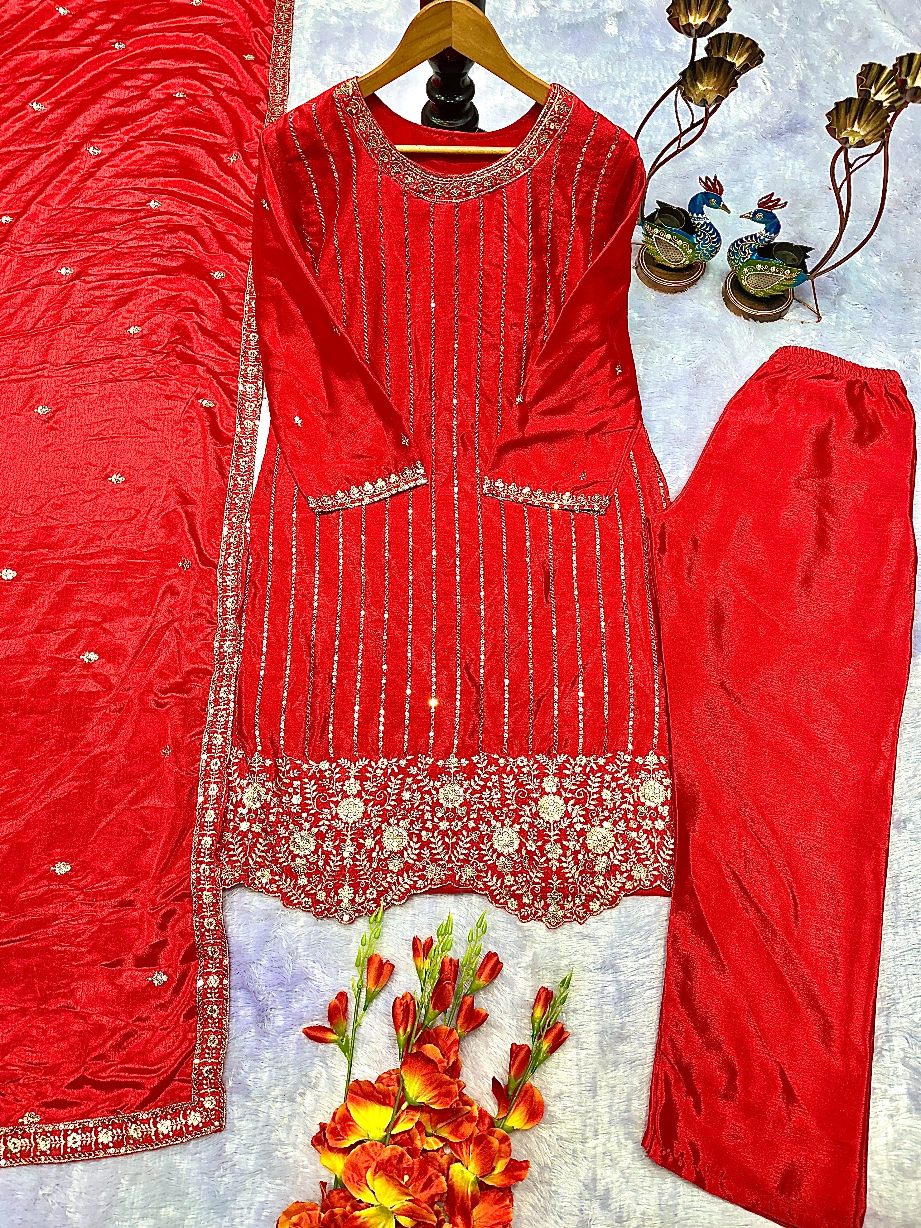Party Wear Designer Top-Bottom And Dupatta