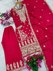 Party Wear Top-Sarara And Dupatta With Sequence Work