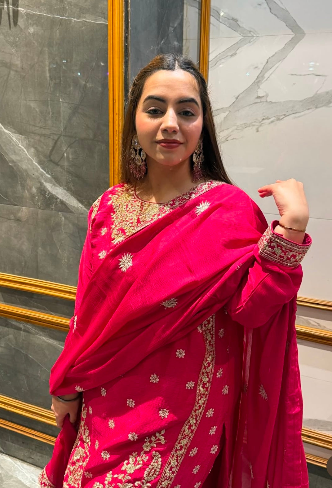 Party Wear Top-Sarara And Dupatta With Sequence Work