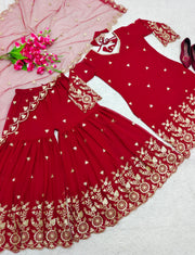 Designer Top-Sarara And Dupatta With Embroidery Work
