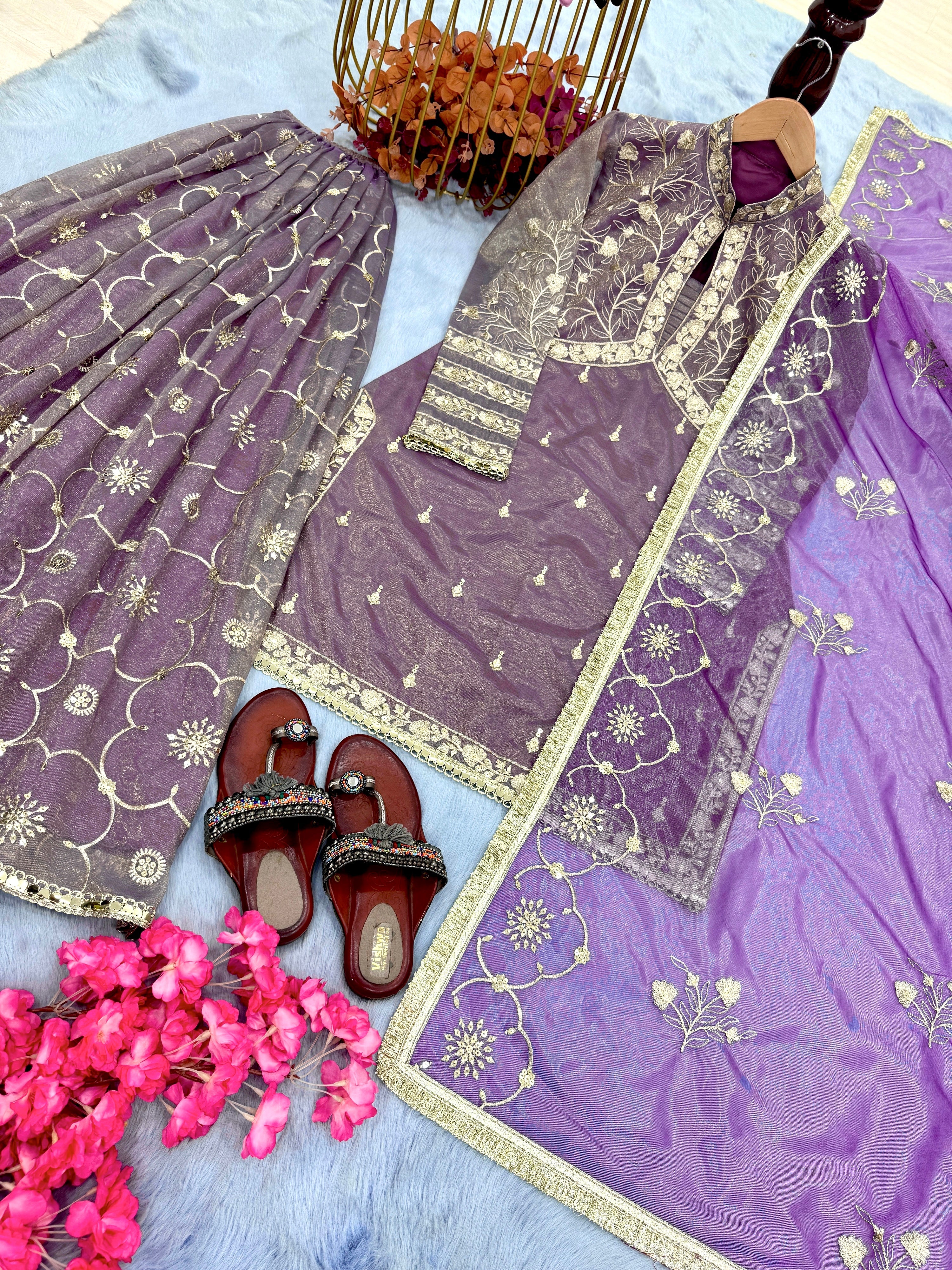 Designer Party Wear Look Top Plazzo & Dupatta Set