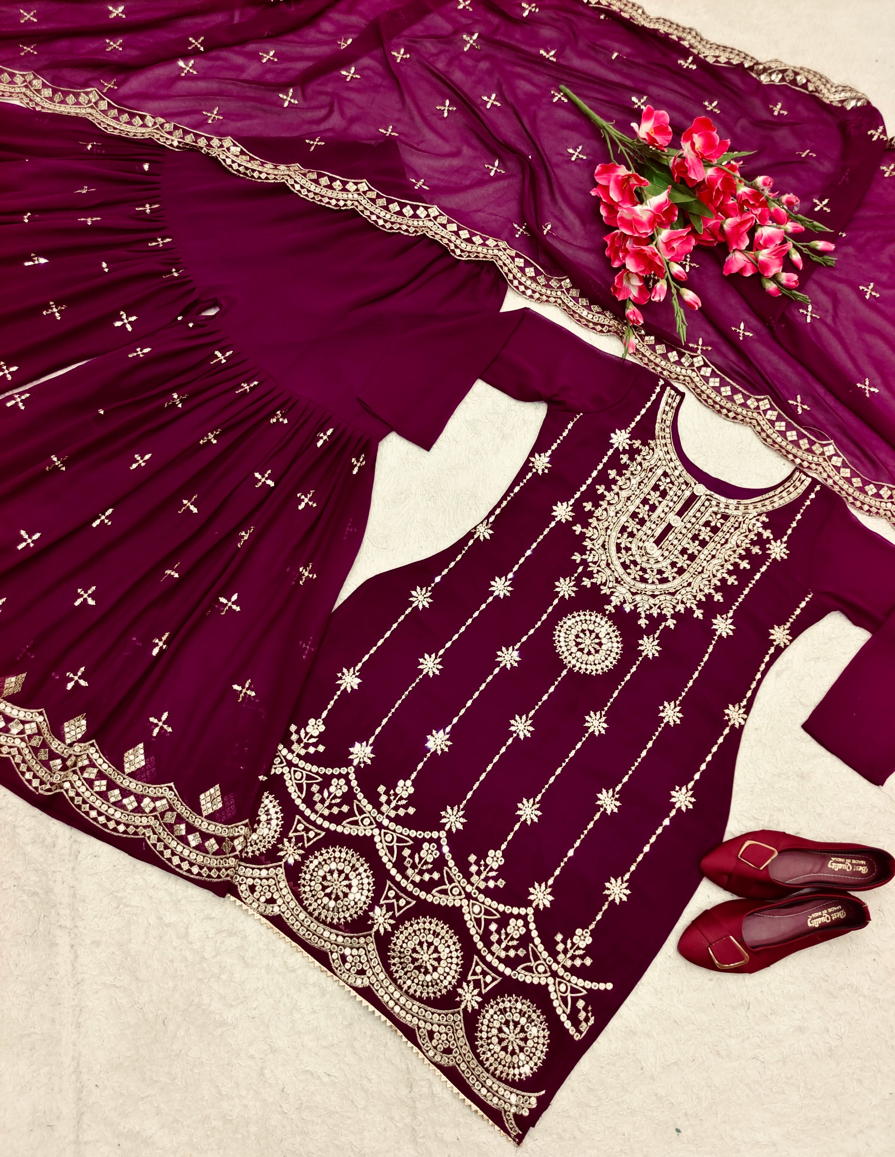 Designer Party Wear Top-Sarara With Beautiful Dupatta