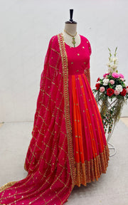 Designer Party Wear Gown With Pent And Beautiful Dupatta