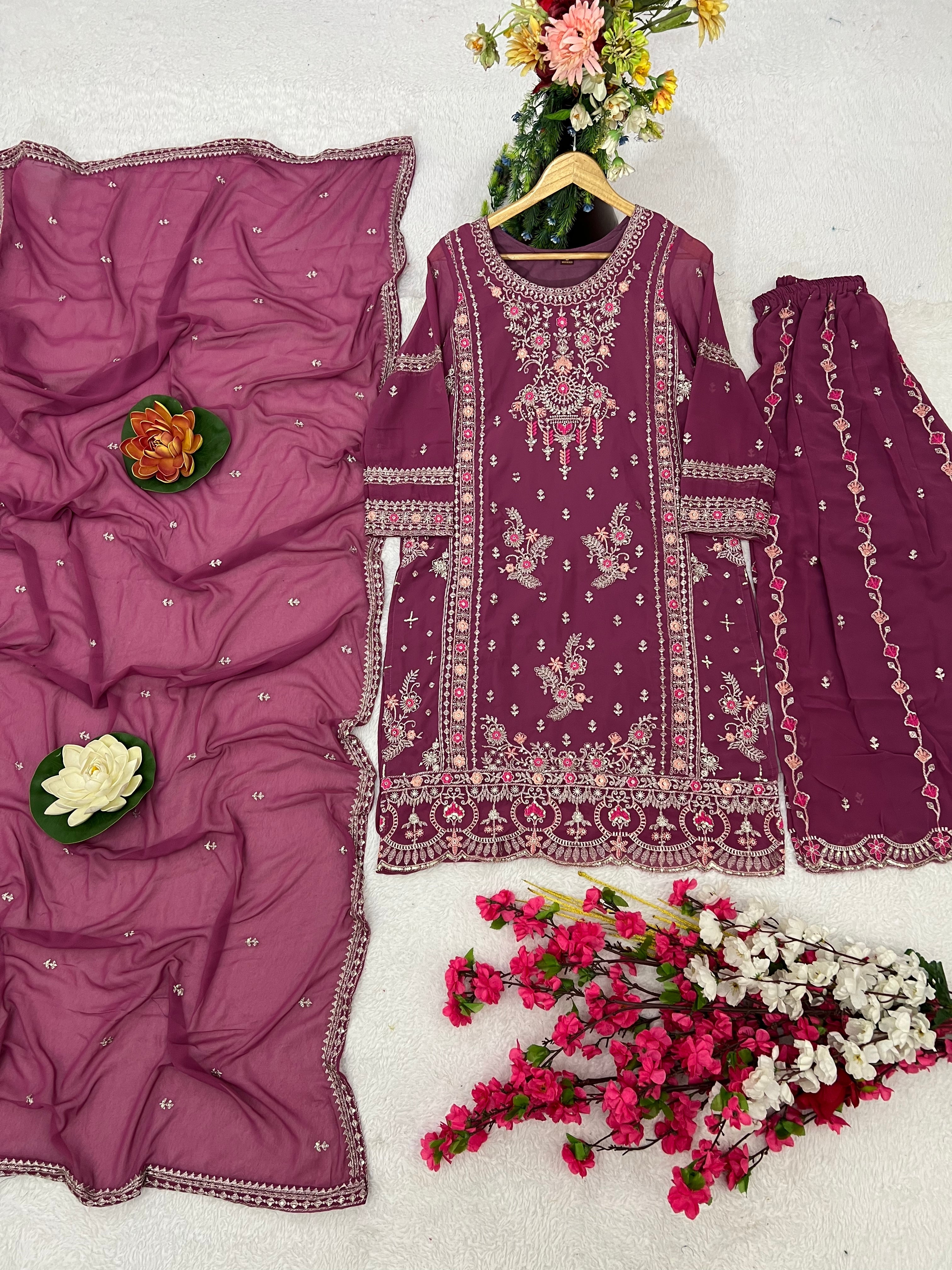 Designer Party Wear Top And Bottom With Beautiful Dupatta