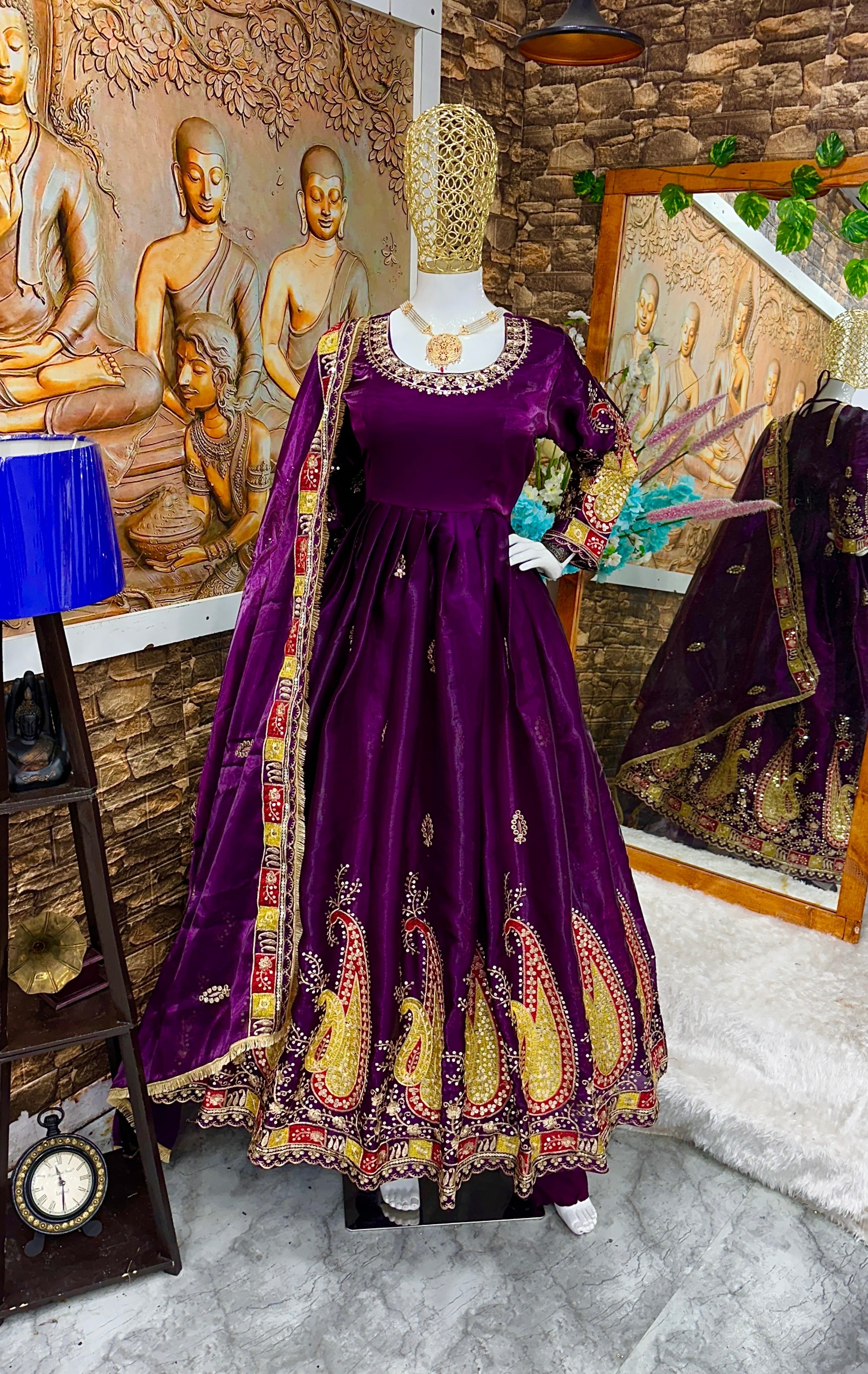 Designer Party Wear Anarkali Gown And Pent With Beautiful Dupatta