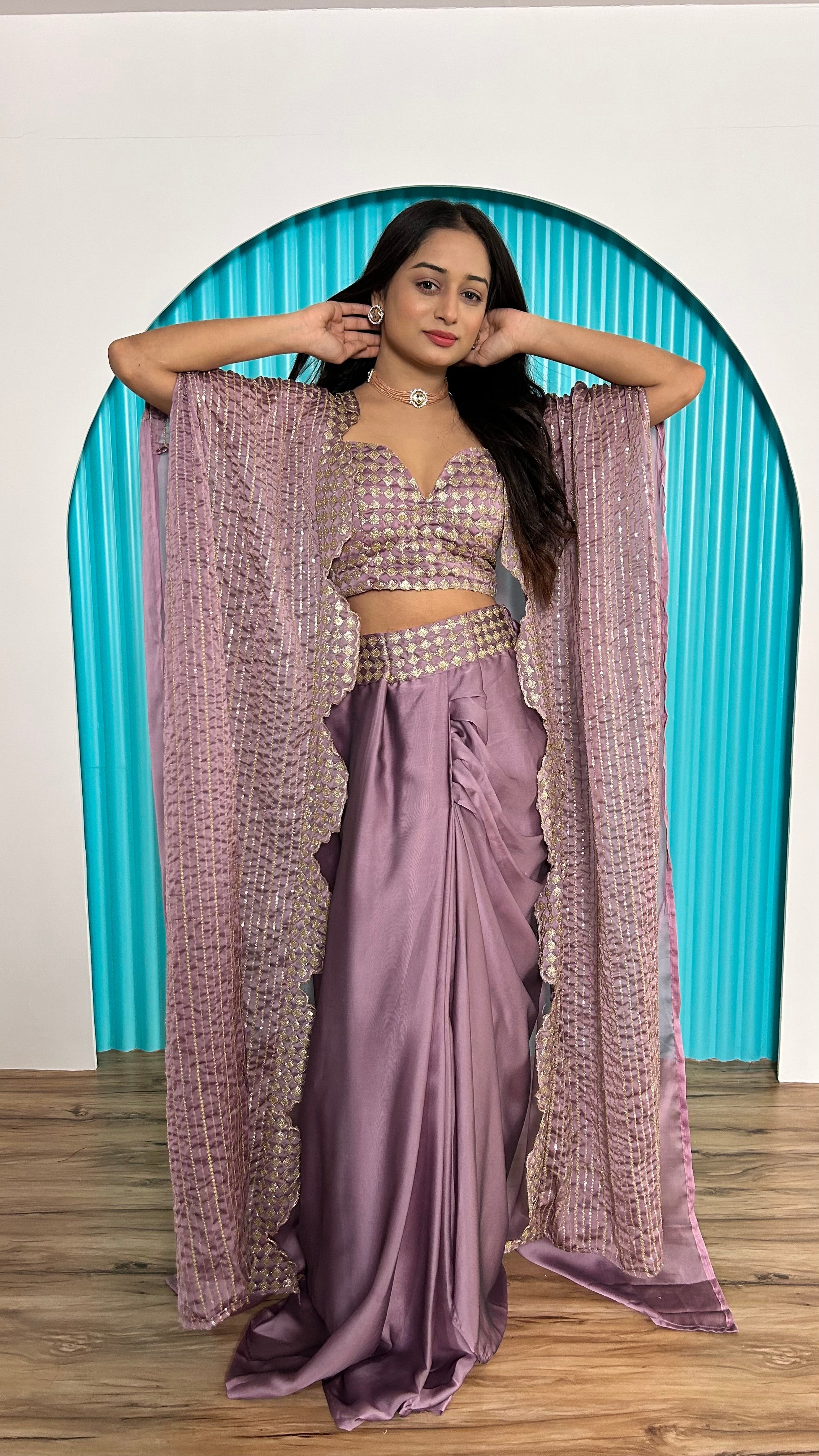 Designer Party Wear Indo Western With Sequence & Dori Work