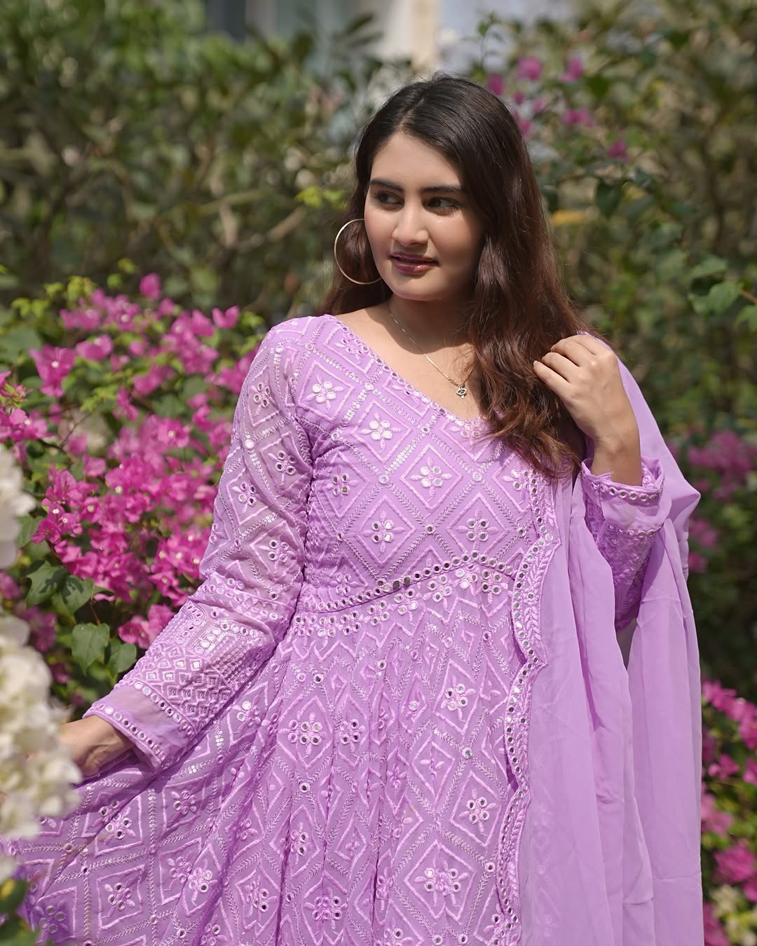 Designer Party Wear Anarkali Suit Set With Thread-Sequence Embroidery Work