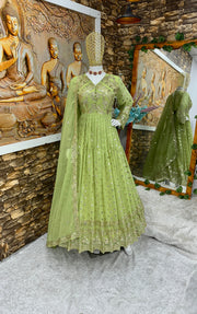 Designer Party Wear Anarkali Gown And Pent With Beautiful Dupatta