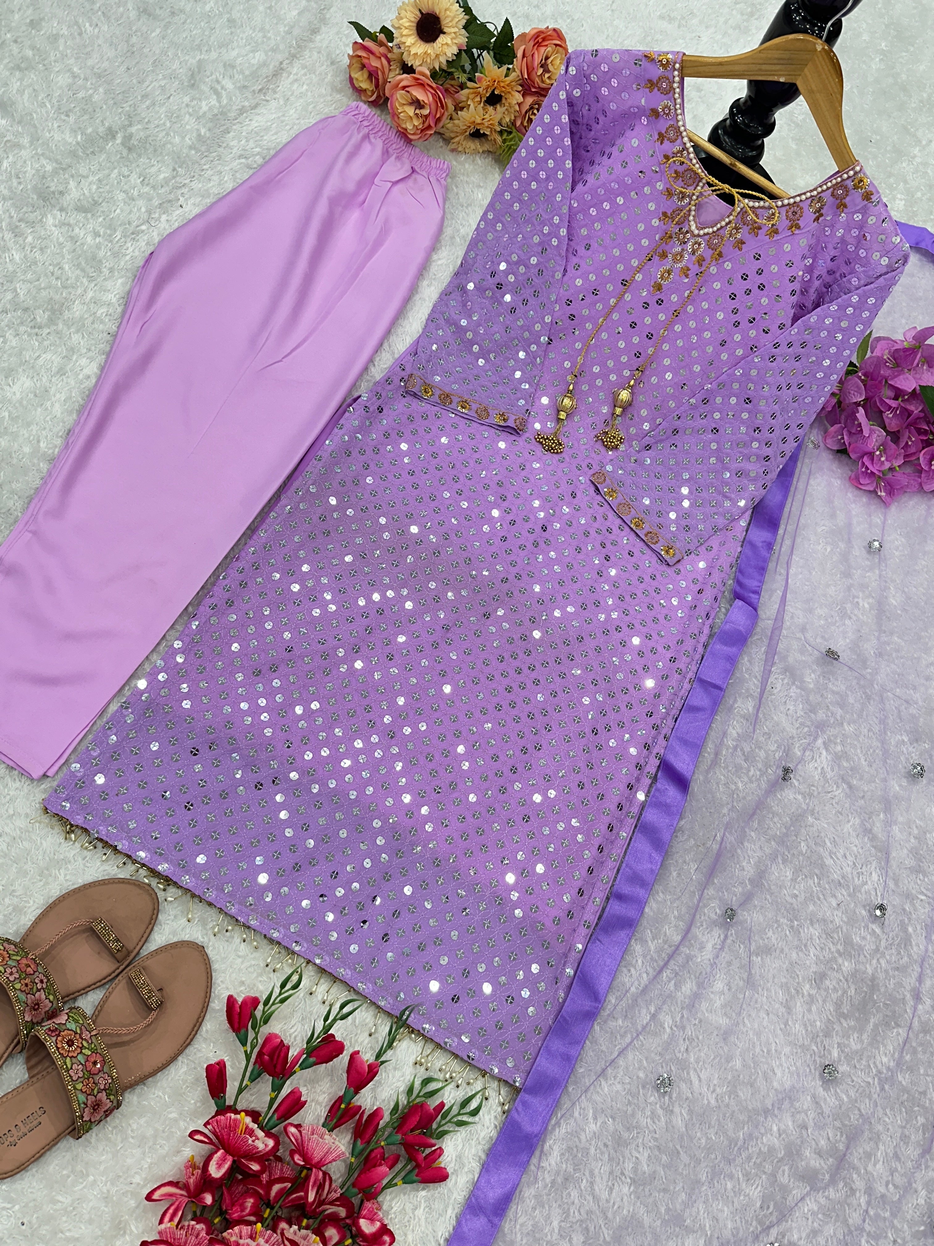 Designer Party Wear Top Bottom And Beautiful Dupatta