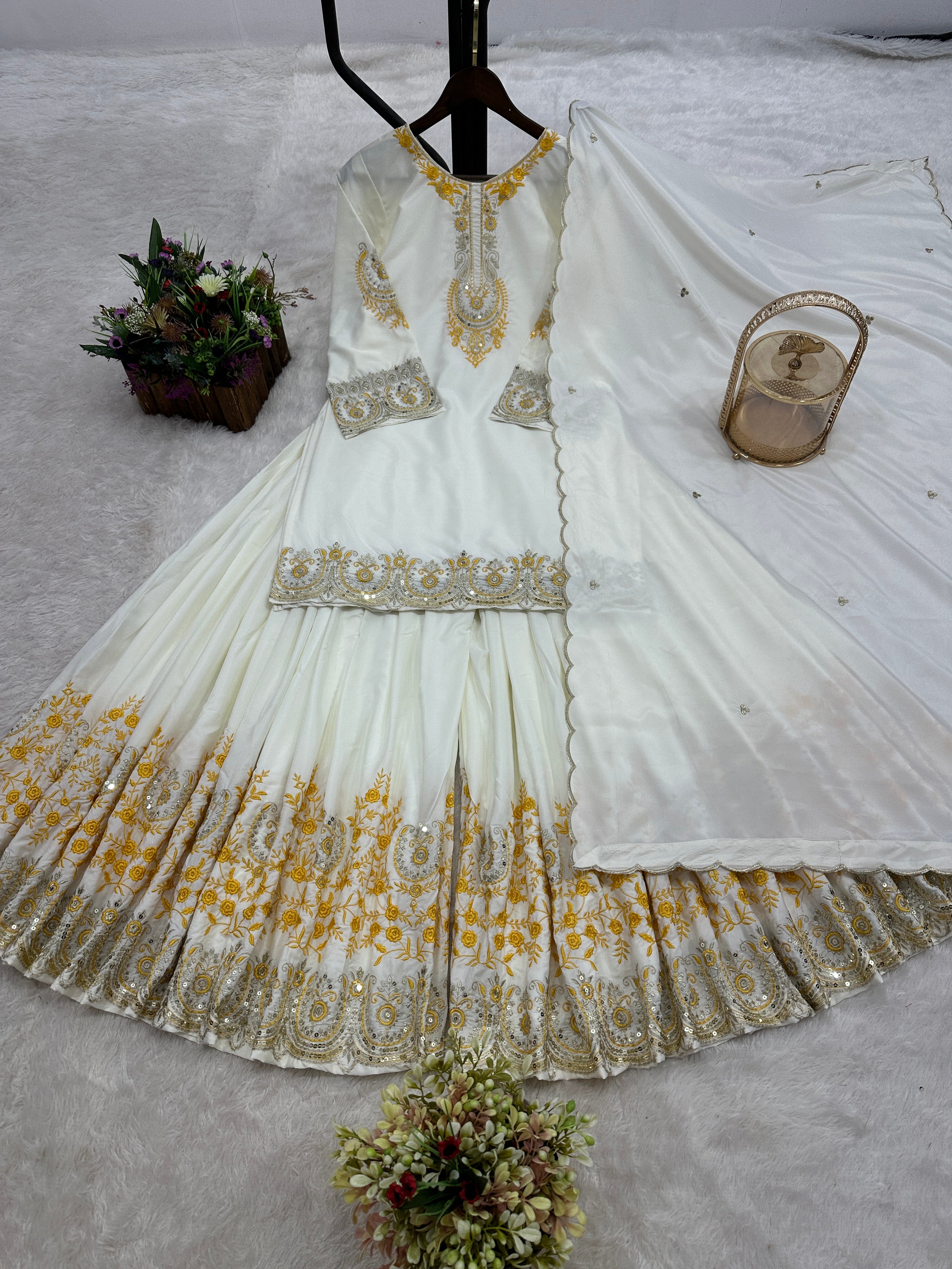 Designer Party Wear Fancy Top-Plazzo And Dupatta