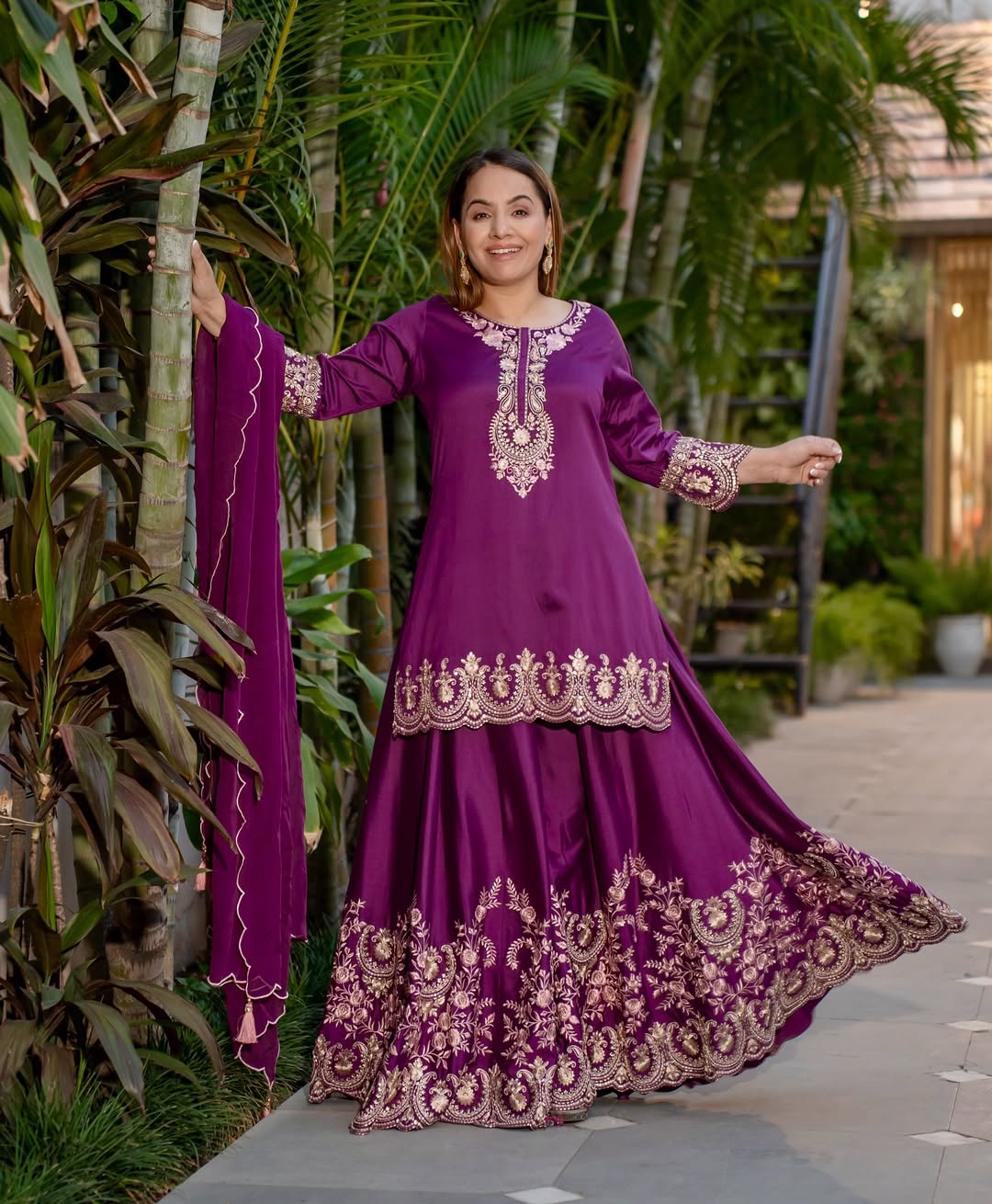 Beautiful Suit Set With Embroidery Work With Fancy Borders Lace Work