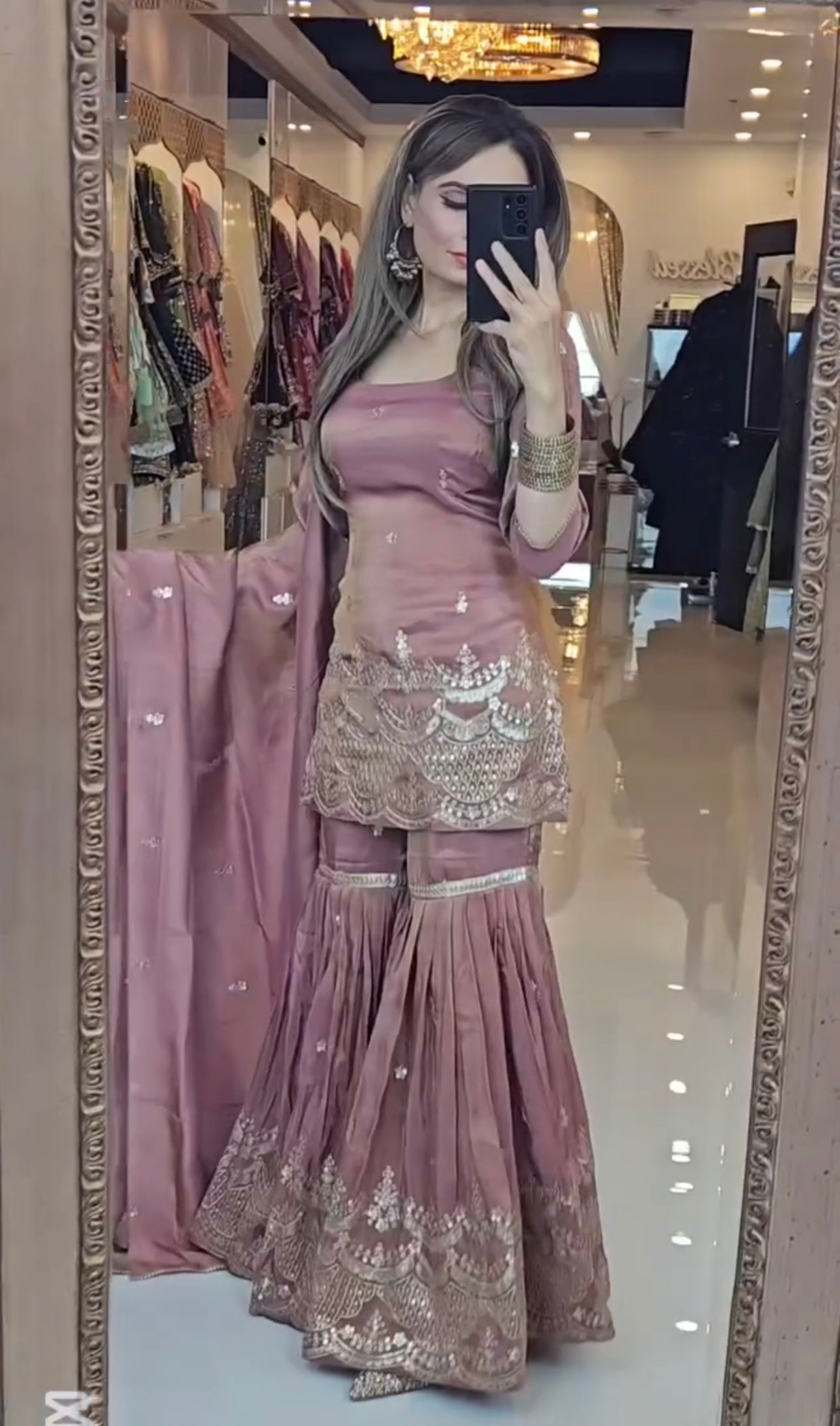 Designer Party Wear Look Top-Plazzo And Dupatta With Heavy Embroidery Work