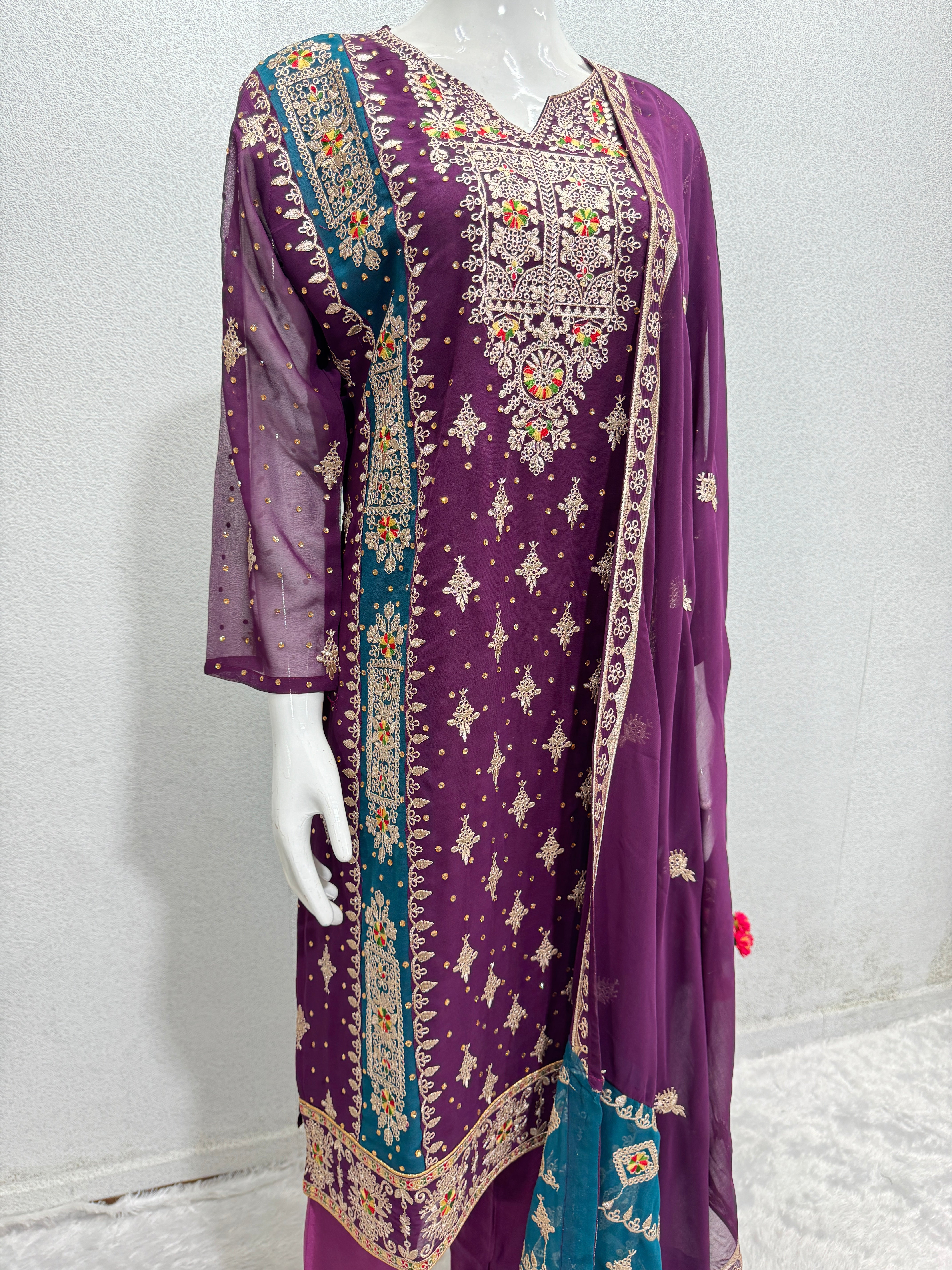 Party Wear Beautiful Top And Plazzo With Dupatta