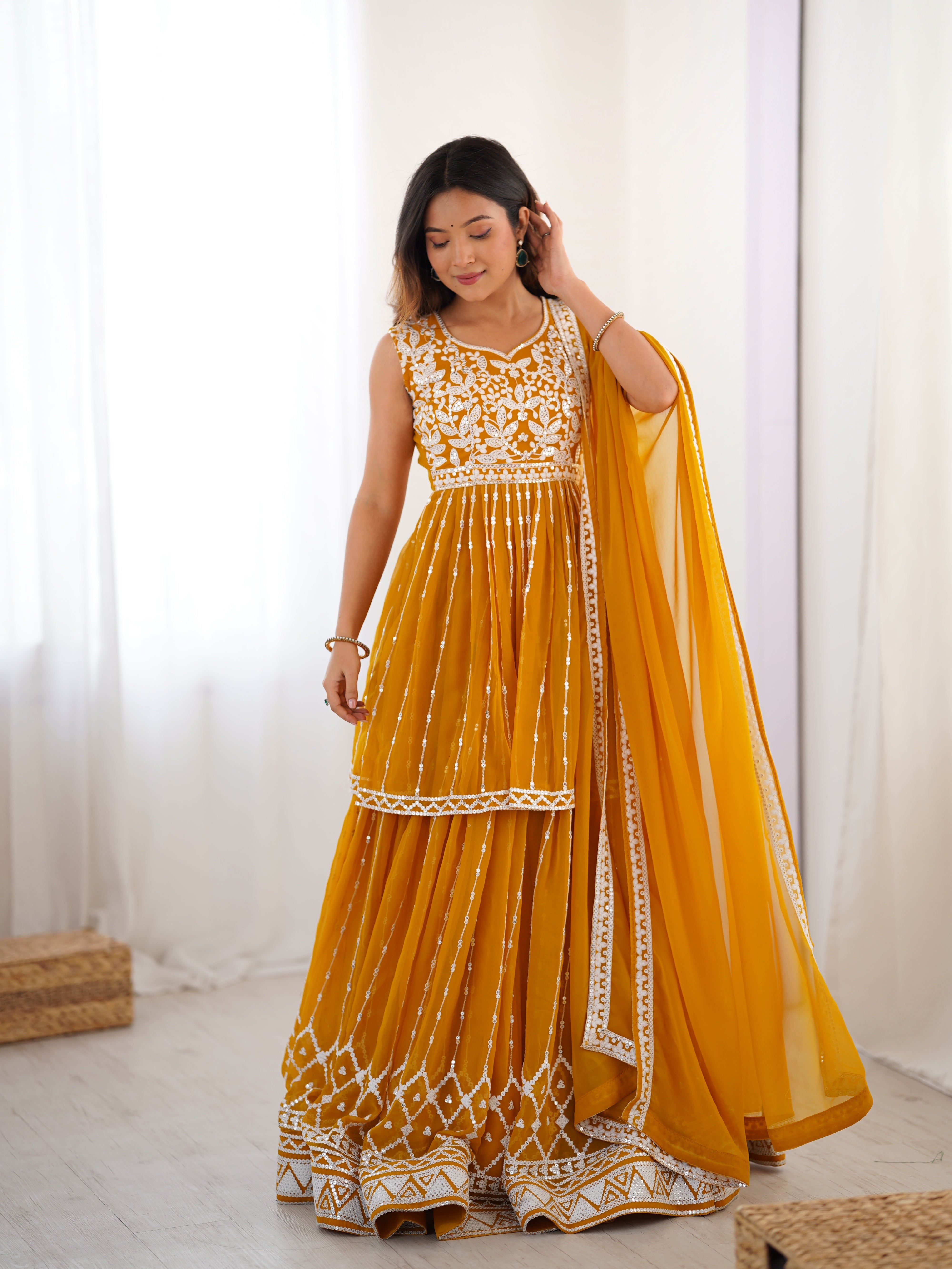 Party Wear Designer Top-Bottom And Dupatta Thread & Sequence work