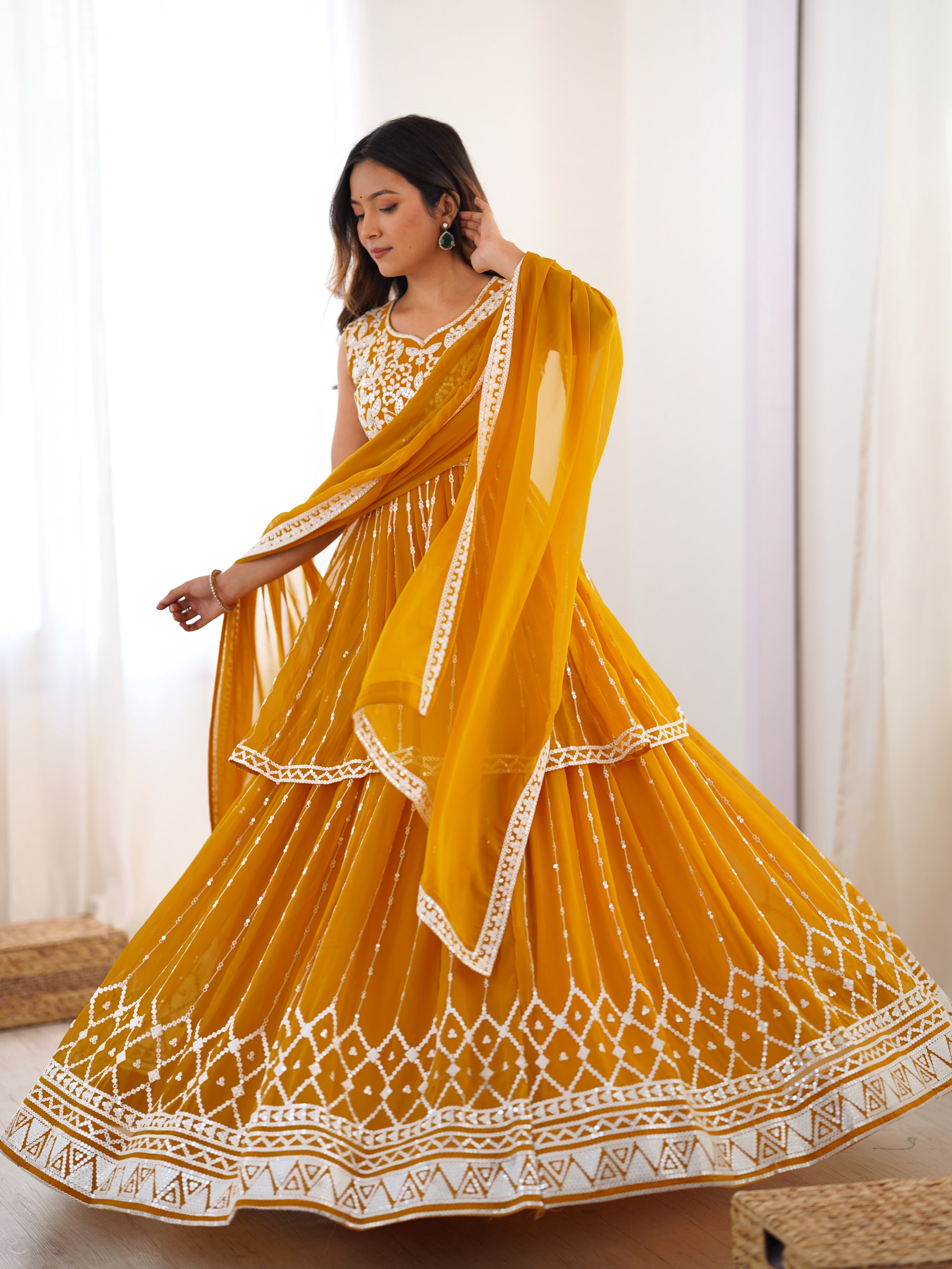 Party Wear Designer Top-Bottom And Dupatta Thread & Sequence work