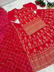 Designer Wear Top Lehenga And Dupatta With Chine Stitch Work