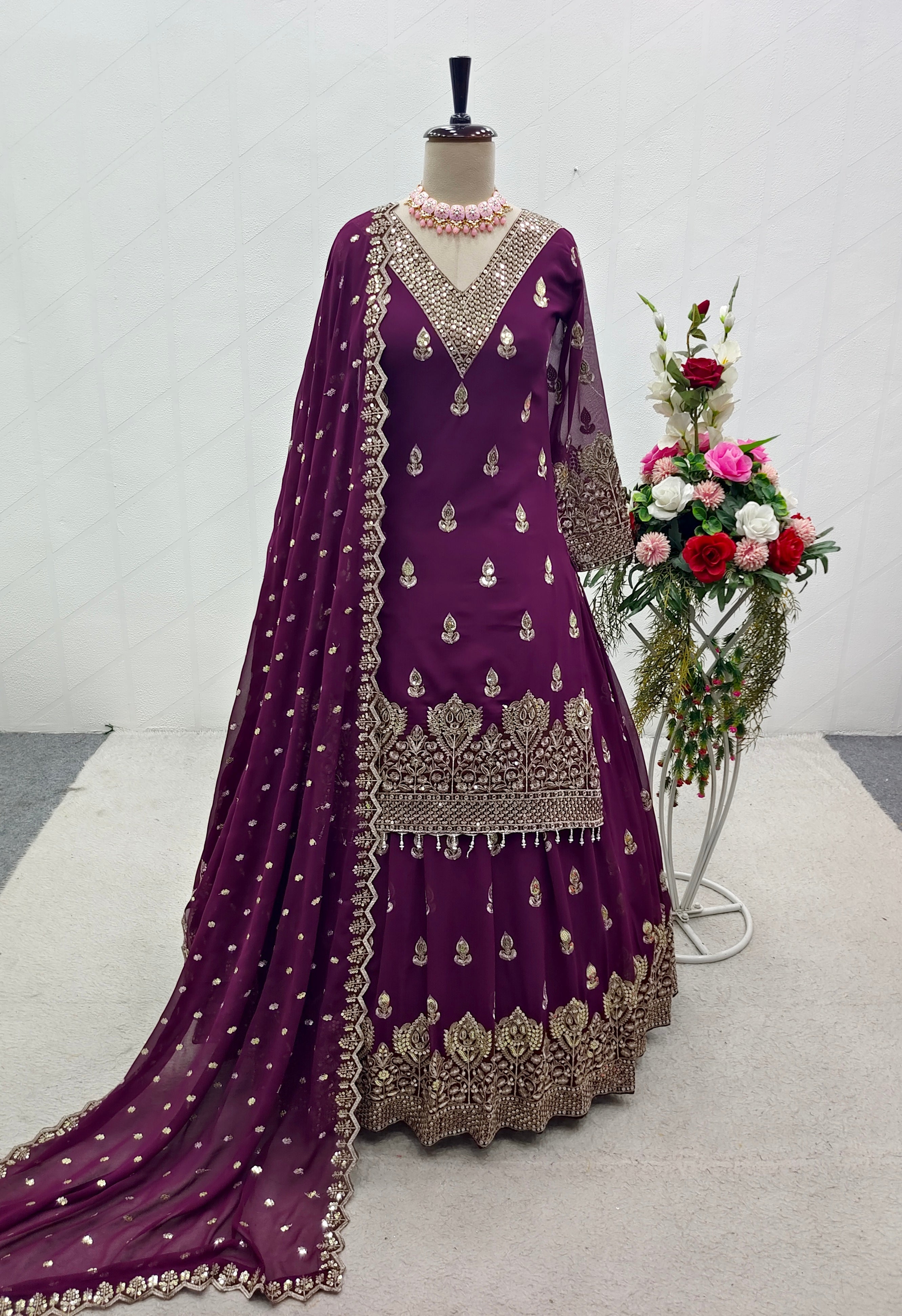 Designer Party Wear Top-Lehenga With Dupatta Set