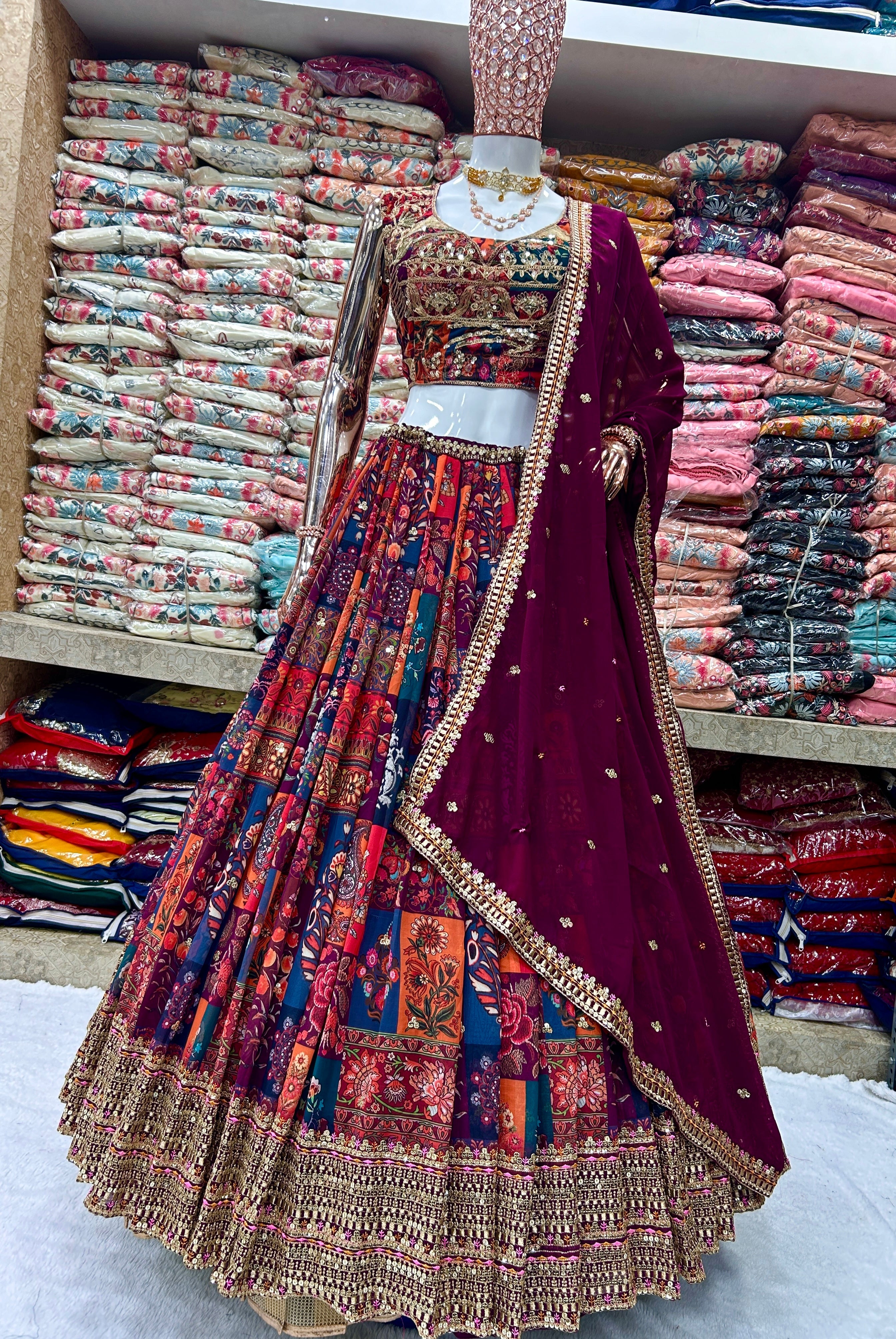 Party Wear Designer Lehenga Choli With Multi Needle Work