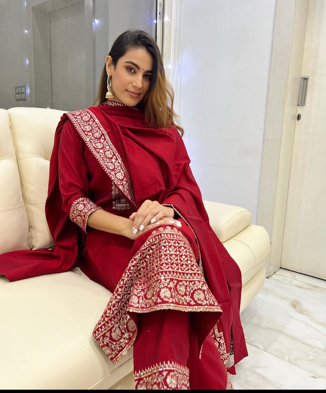 Designer Party Wear Top-Pent And Dupatta With Lace Work