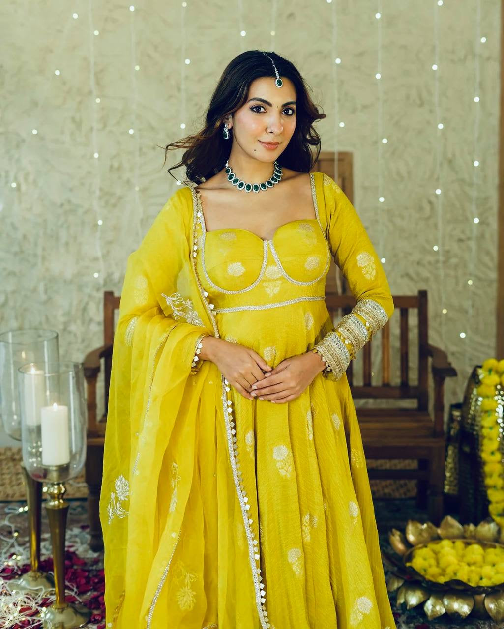Party Wear Designer Anarkali Gown And Bottom With Dupatta