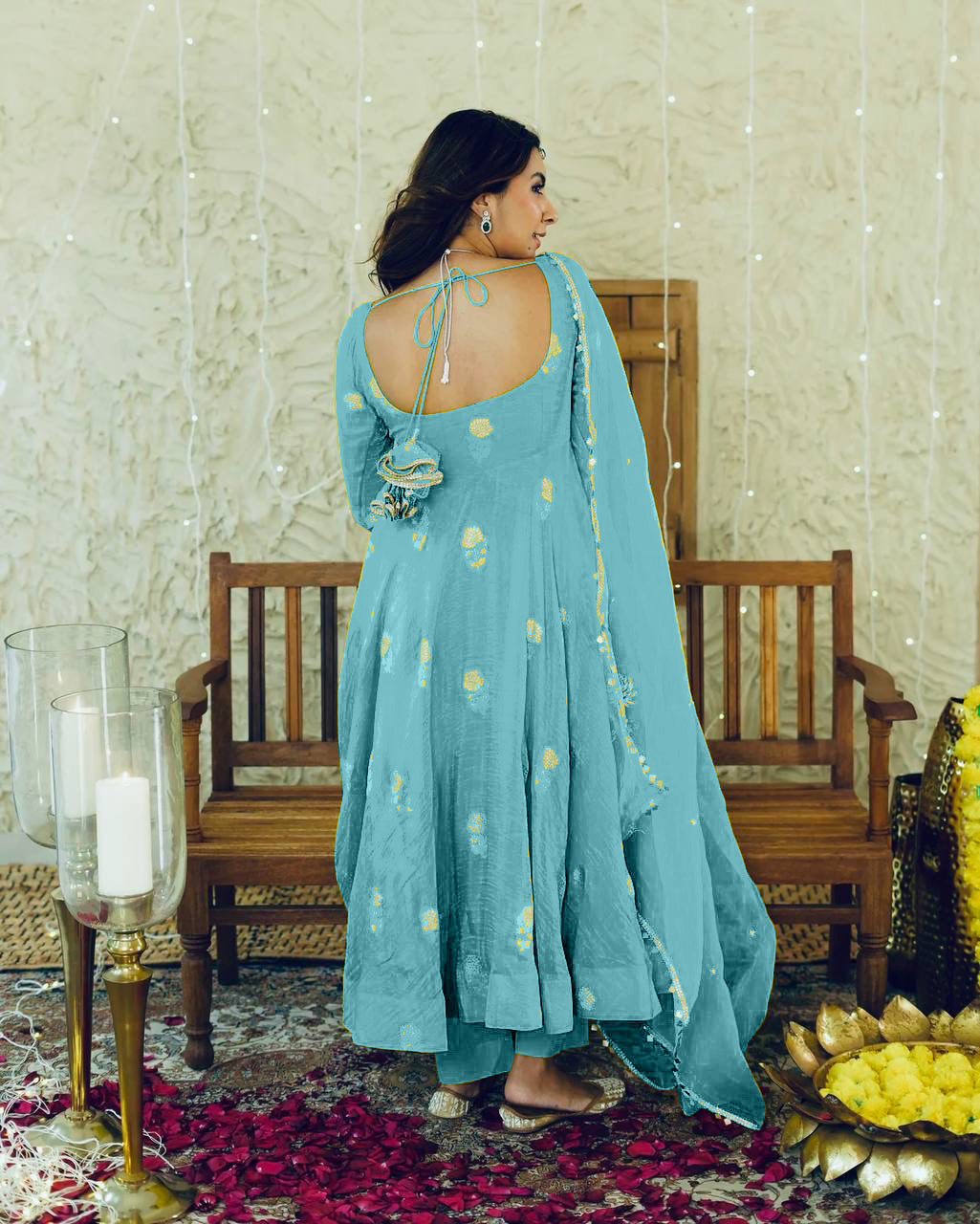 Party Wear Designer Anarkali Gown And Bottom With Dupatta