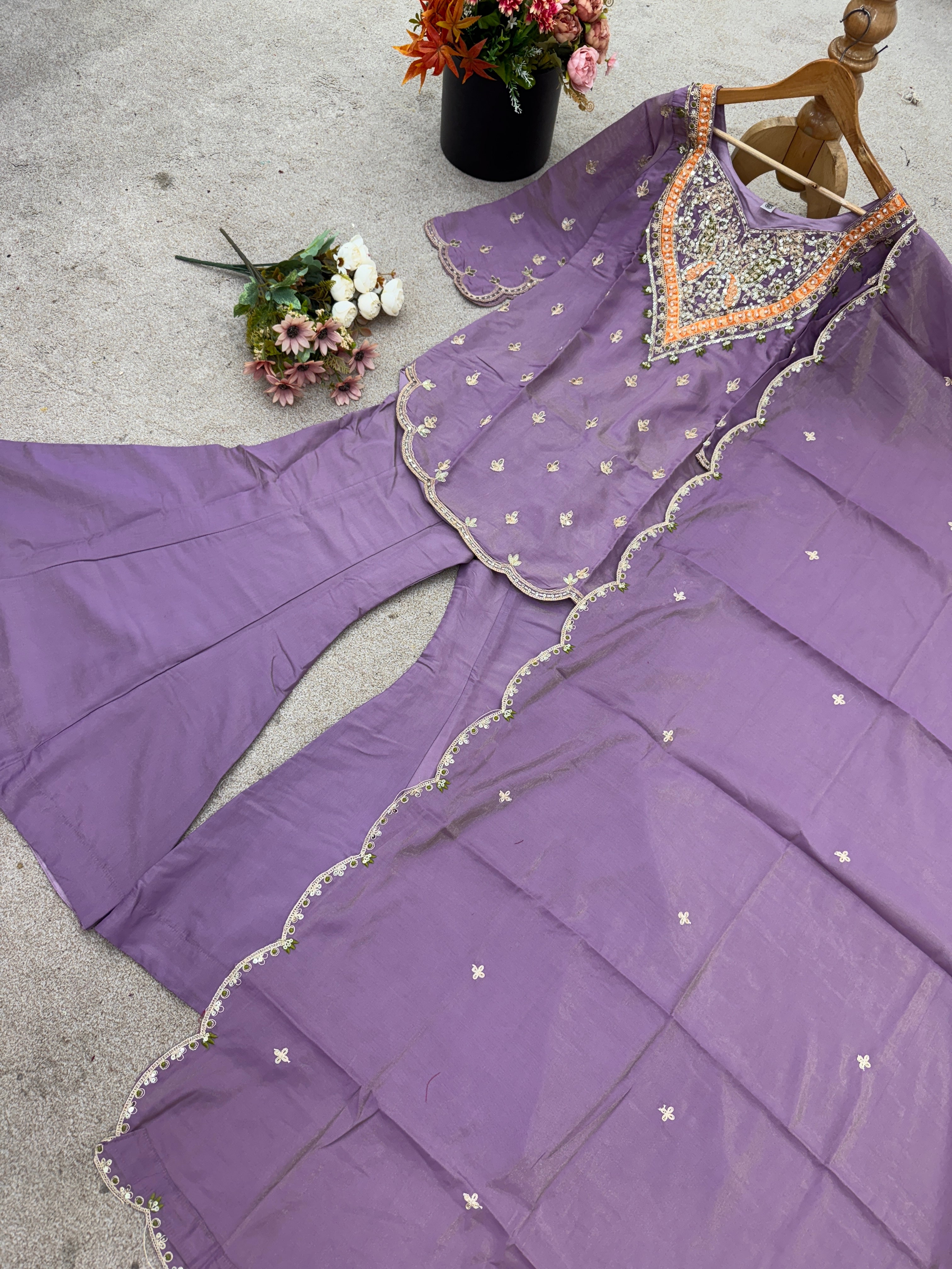 Party Wear Top-Bottom And Dupatta Set With Embroidery Work