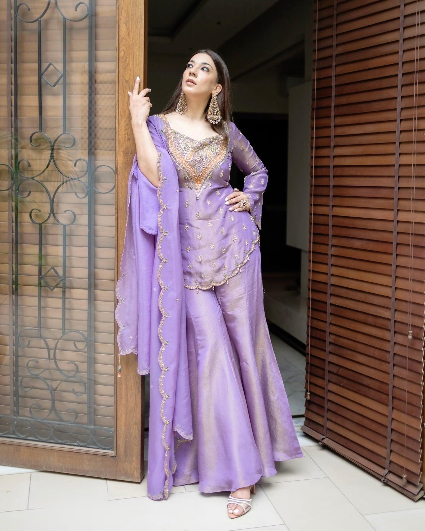 Party Wear Top-Bottom And Dupatta Set With Embroidery Work