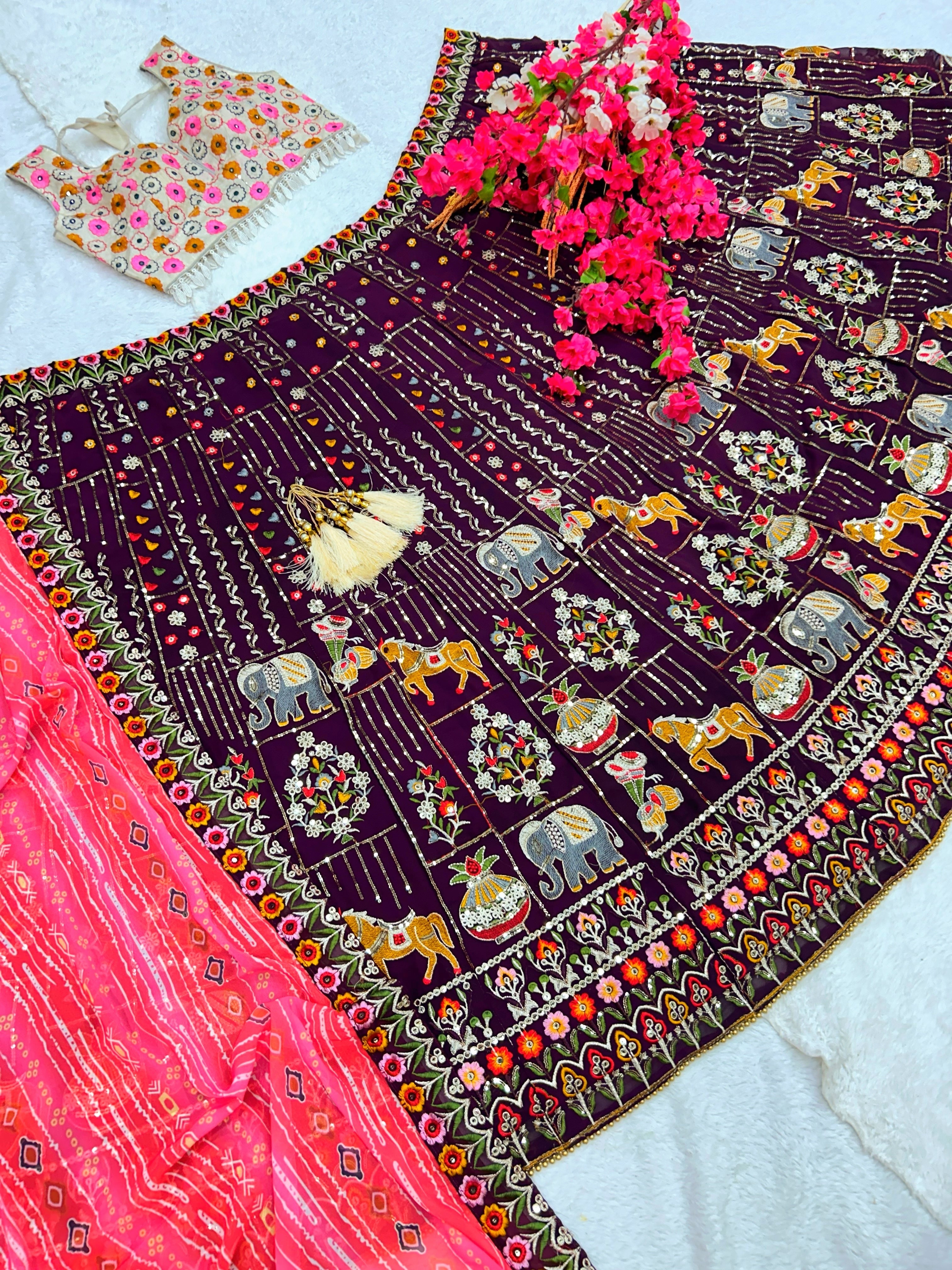 Party Wear Designer Lehenga Choli With Embroidery Work