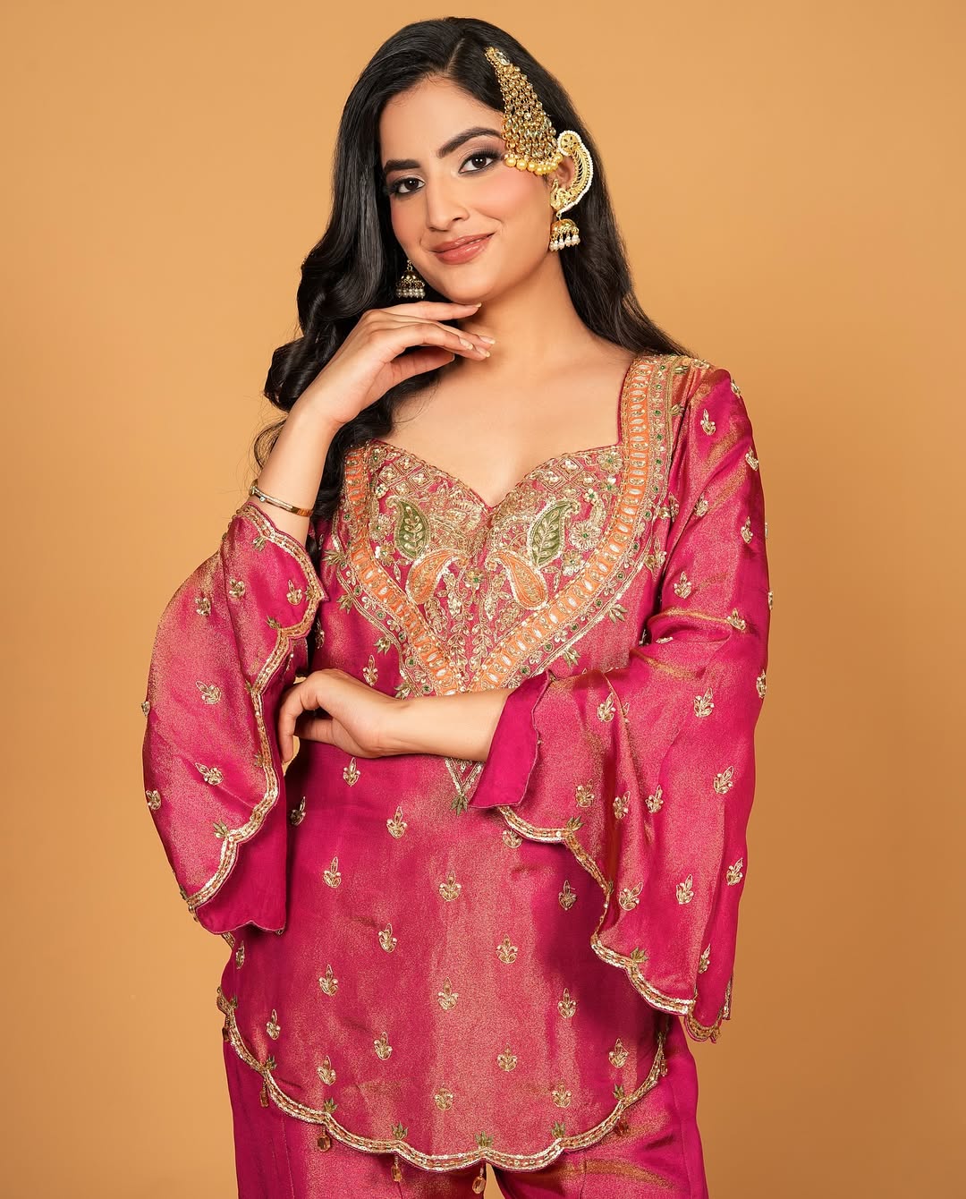 Party Wear Top-Bottom And Dupatta Set With Embroidery Work