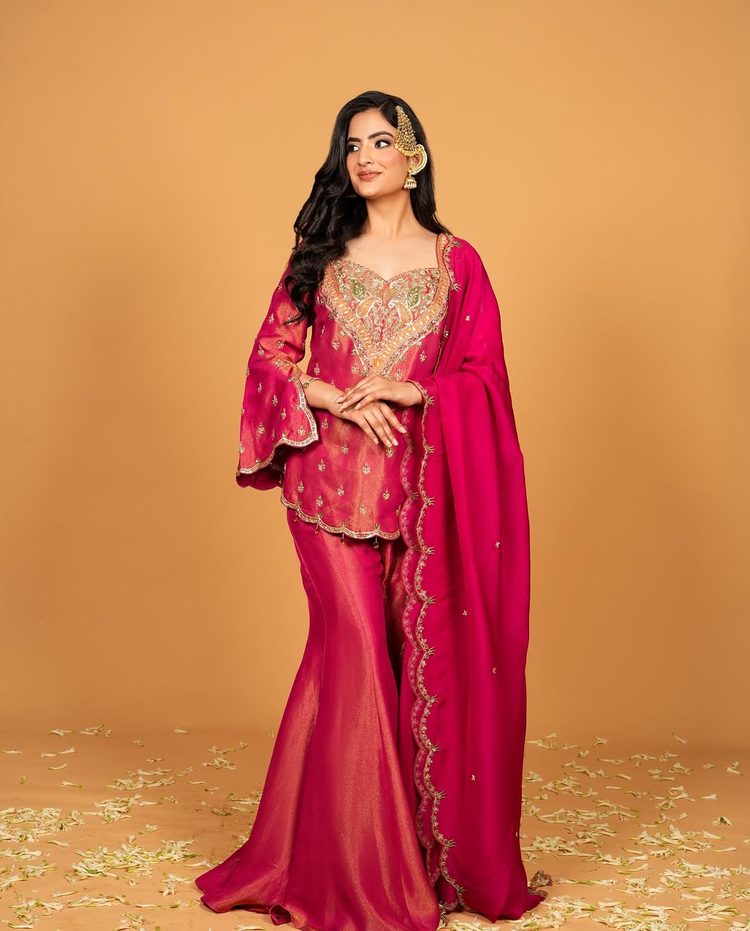 Party Wear Top-Bottom And Dupatta Set With Embroidery Work