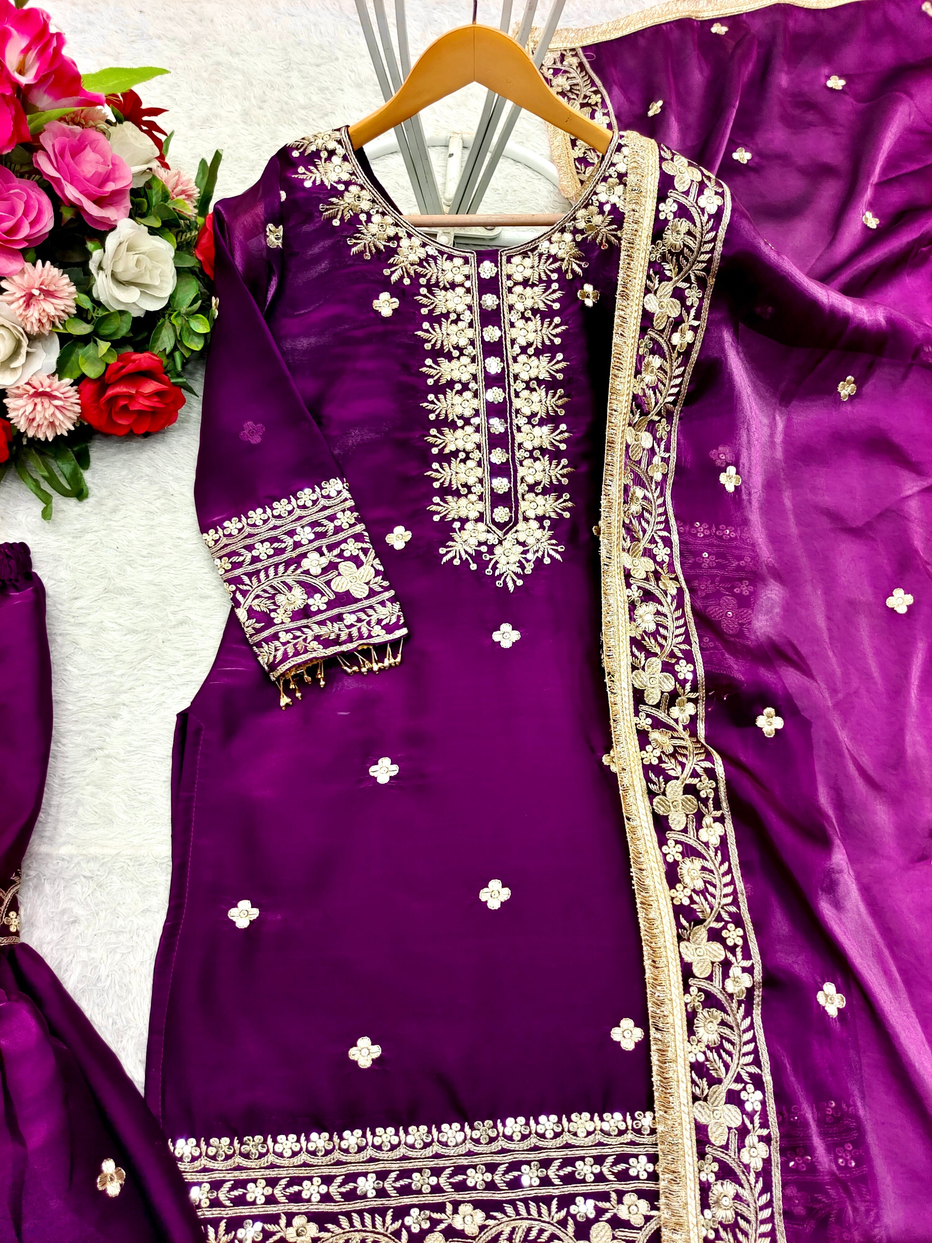 Designer Party Wear Top-Sarara And Beautiful Dupatta Set