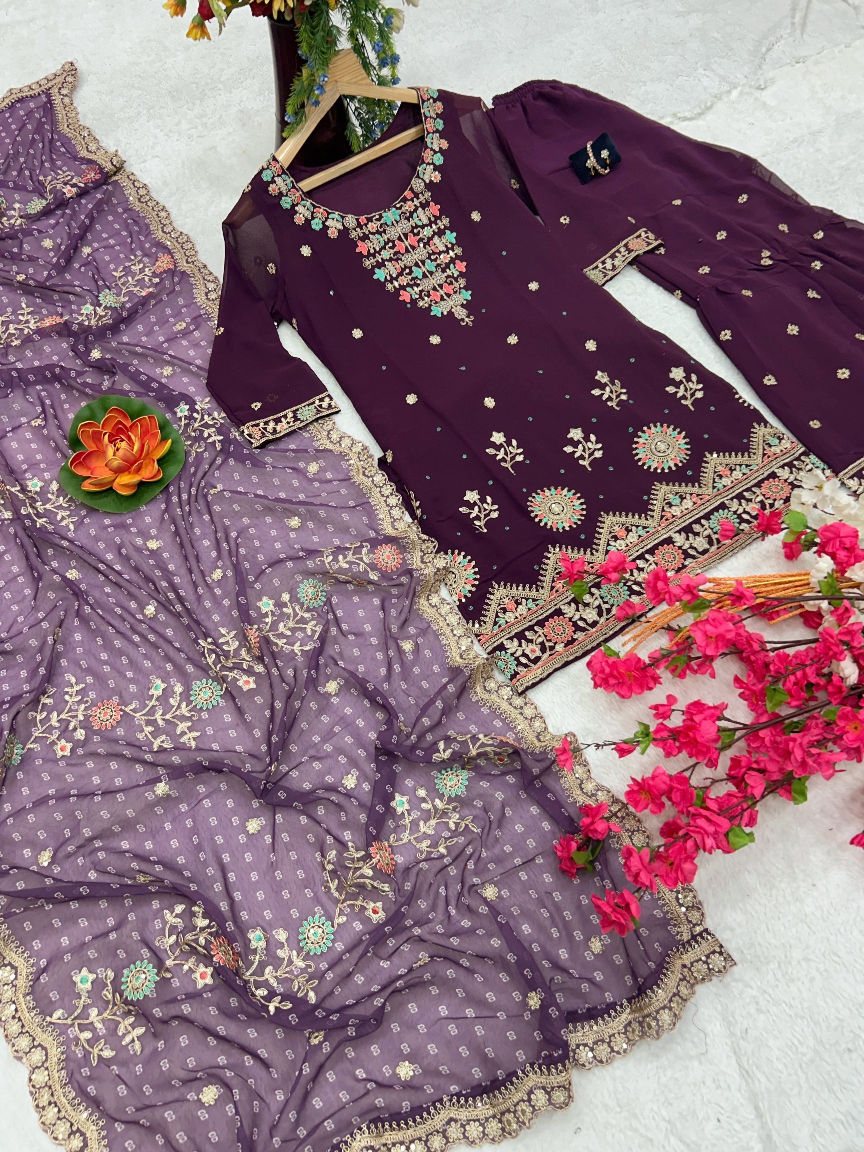 Party Wear Designer Suit-Pent And Dupatta With Embroidery Work