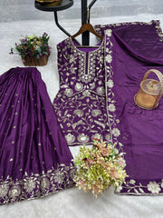 Party Wear Suit Set With Embroidery And Sequence Work