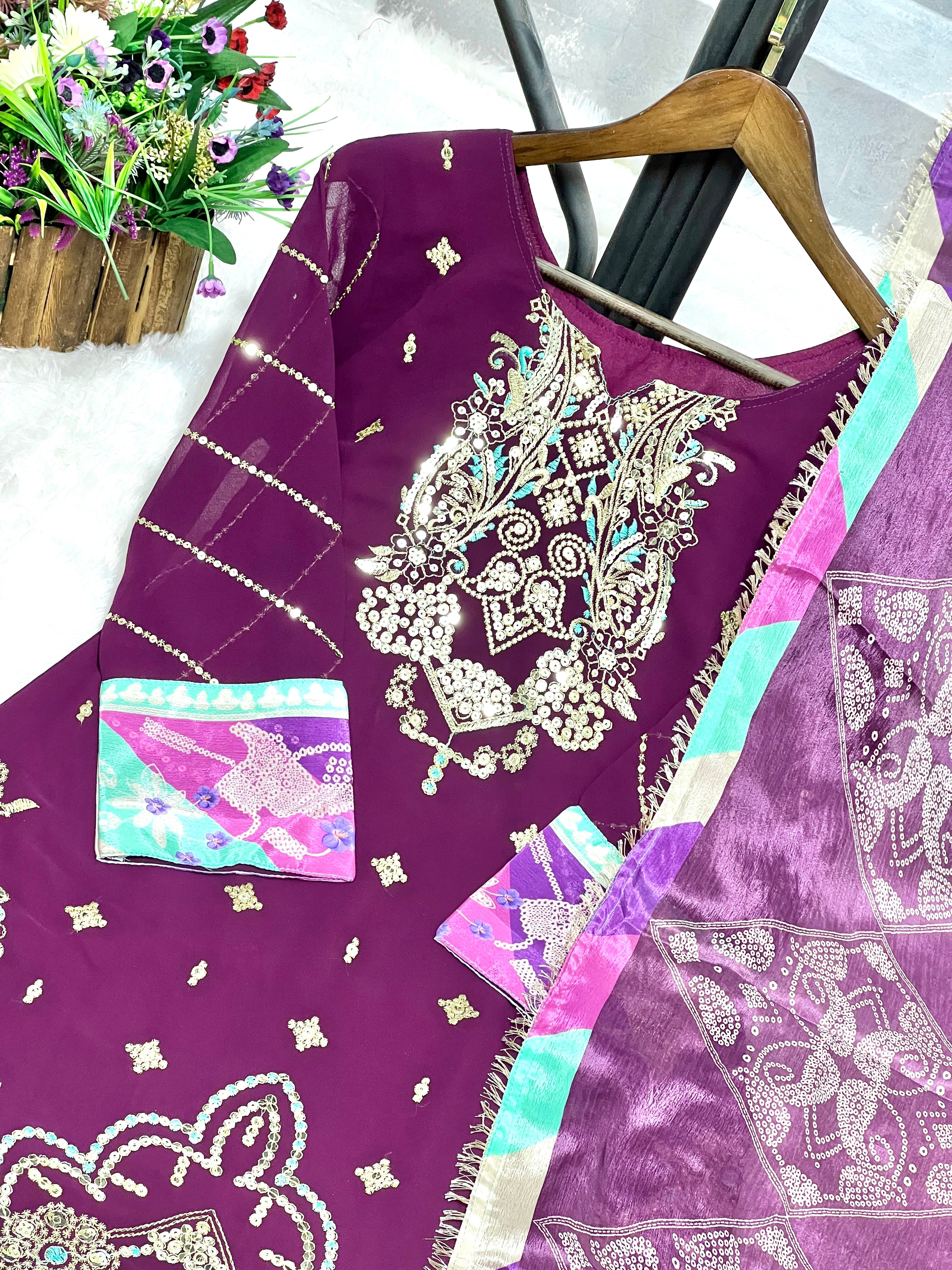 Party Wear Beautiful Top-Bottom And Dupatta