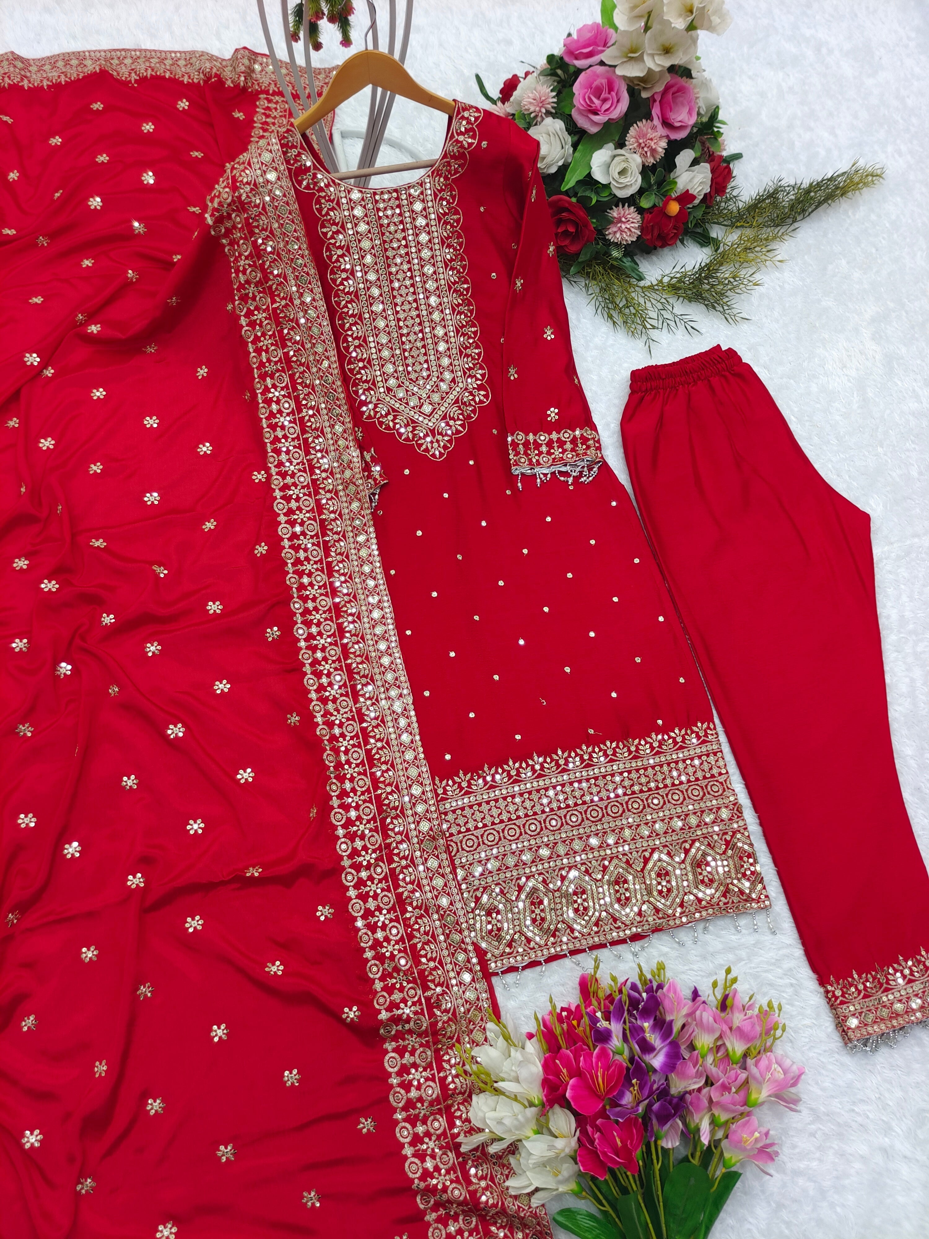 Designer Party Wear Top-Pent With Beautiful Dupatta Set