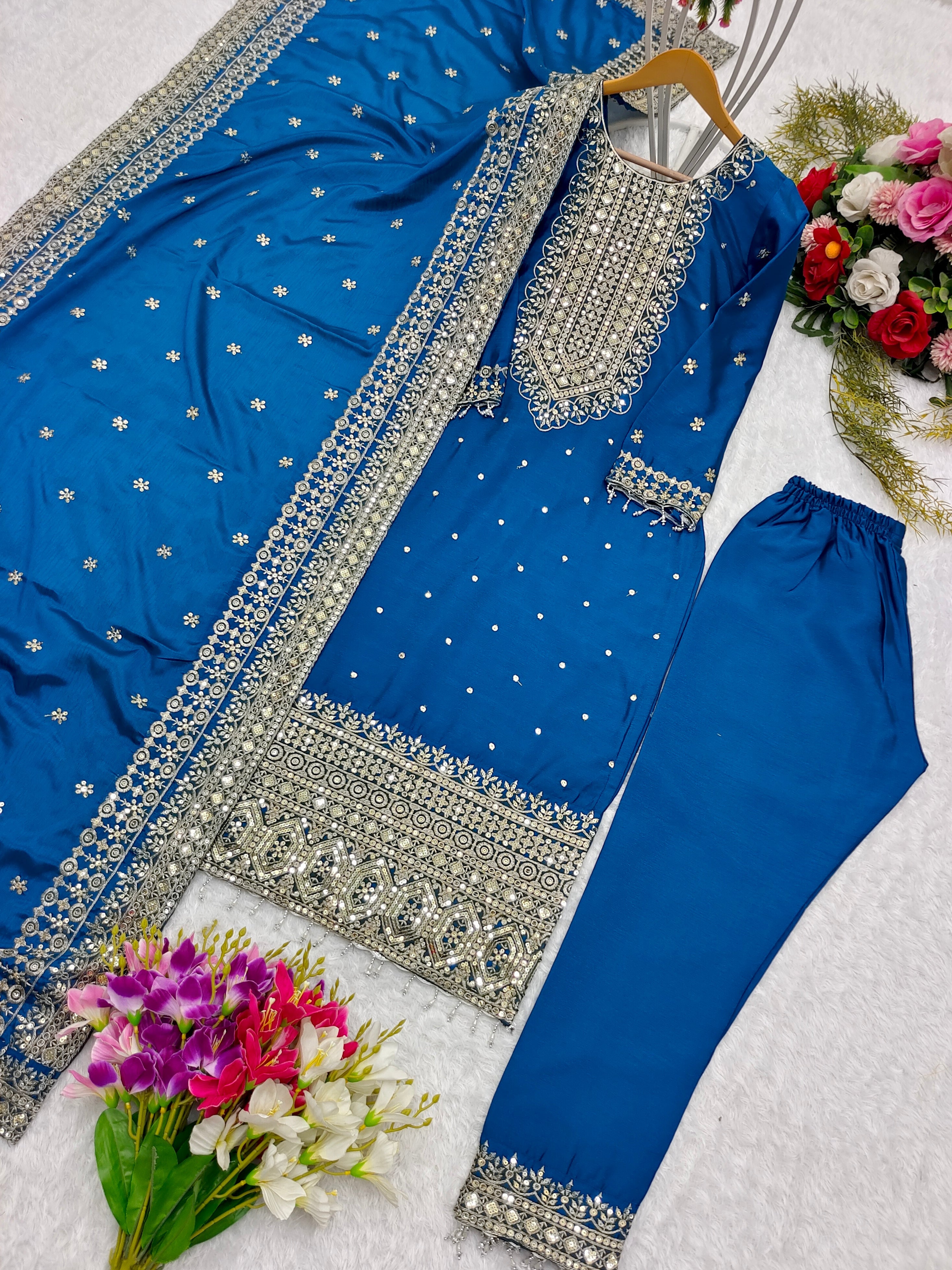 Designer Party Wear Top-Pent With Beautiful Dupatta Set