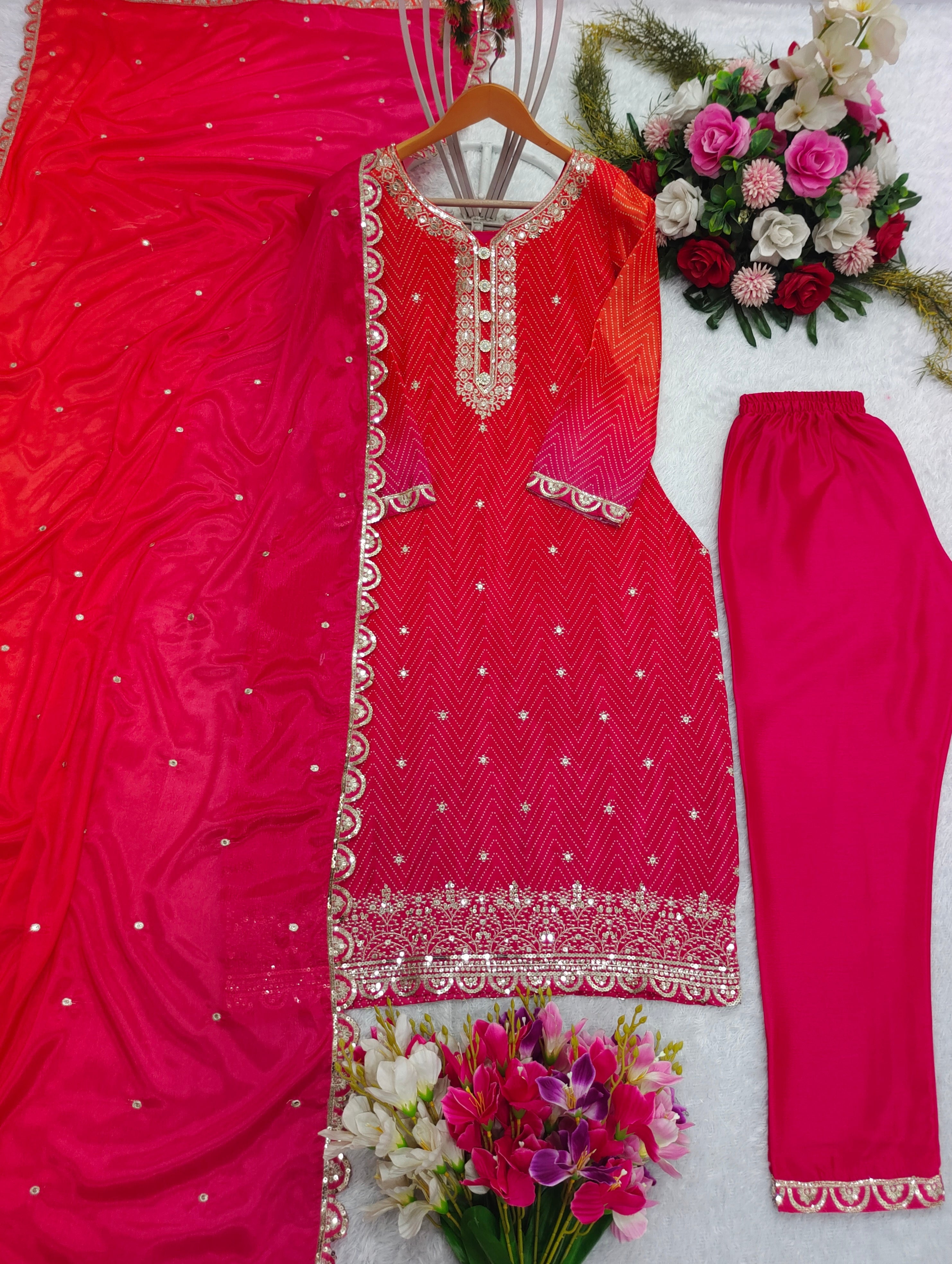 Party Wear Designer Top-Pent And Beautiful Dupatta