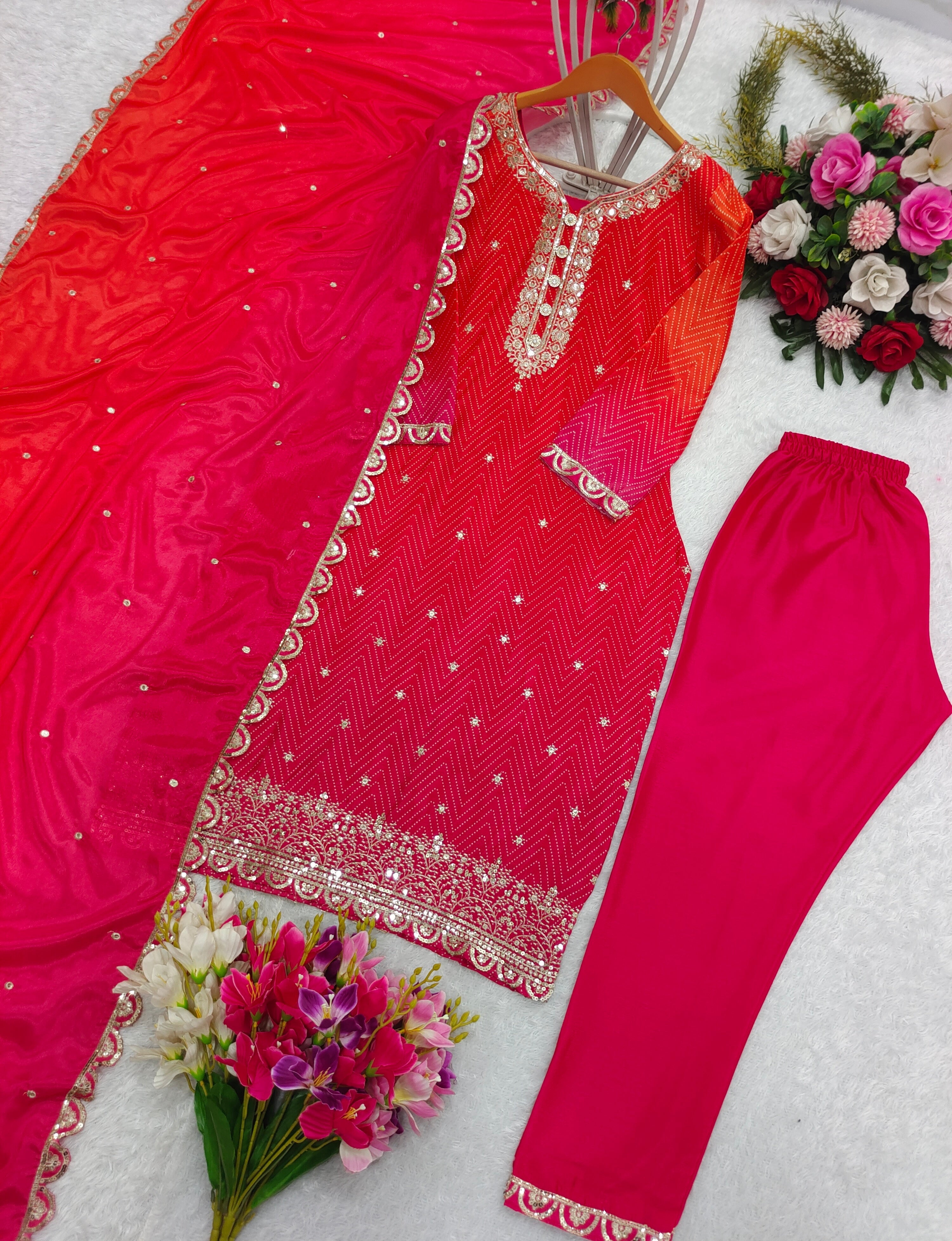 Party Wear Designer Top-Pent And Beautiful Dupatta