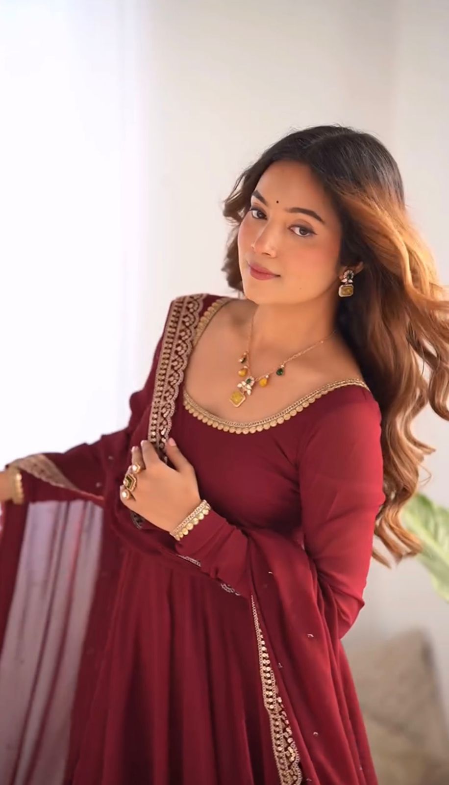 Beautiful Party Wear Look Gown With Pent And Dupatta
