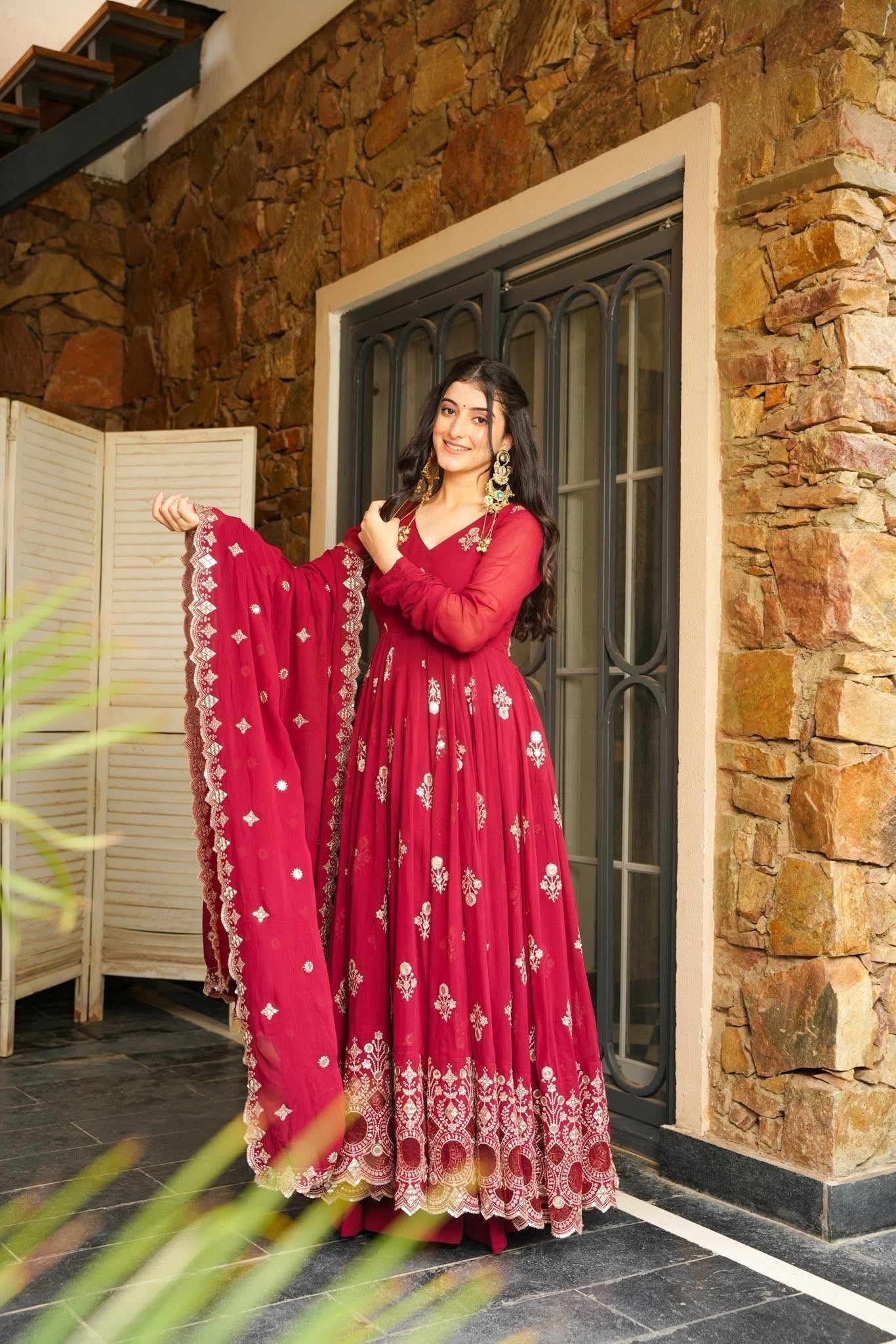 Designer Party Wear Look Gown-Pent And Dupatta With Embroidery Sequence Work