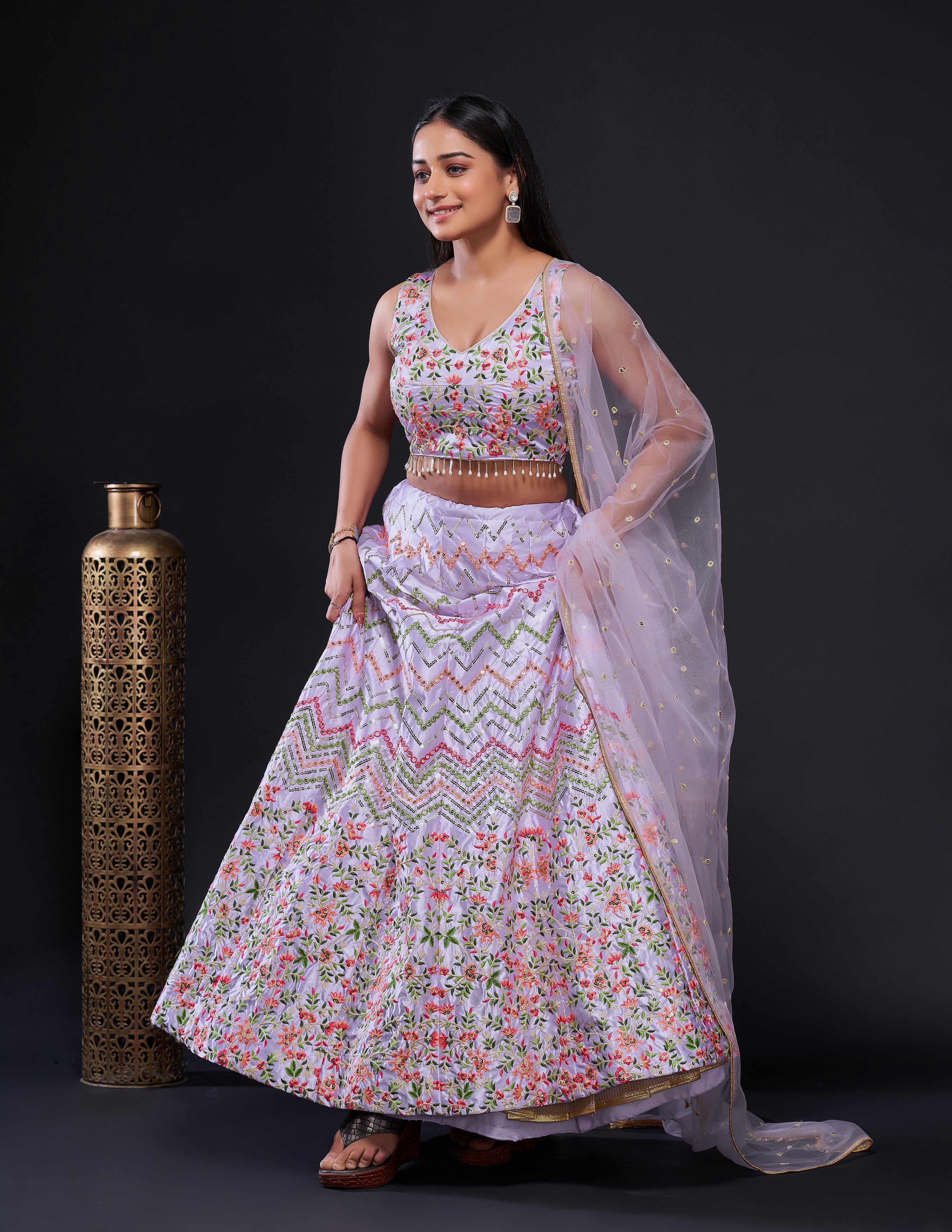 Designer Party Wear Lehenga Choli With Sequence & Thread Work